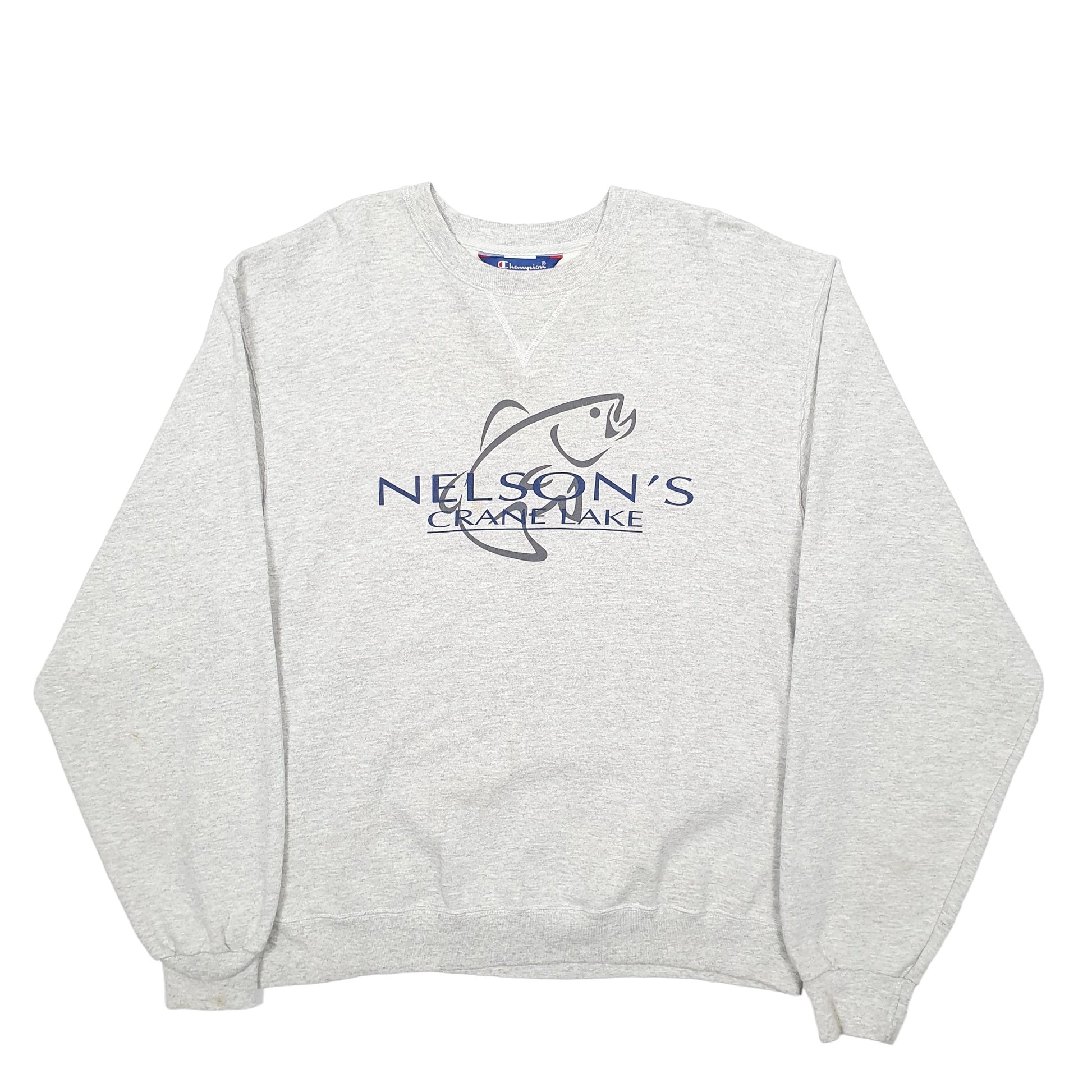 Mens Grey Champion Fishing Crewneck Jumper