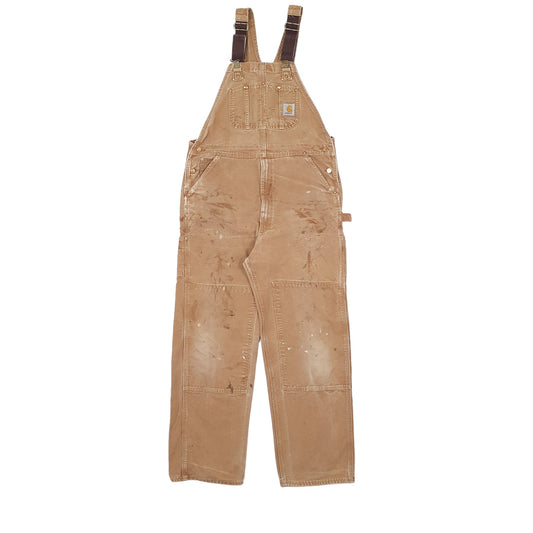 Mens Brown Carhartt R01 Made in USA Bib Overalls Duck Dungaree Trousers
