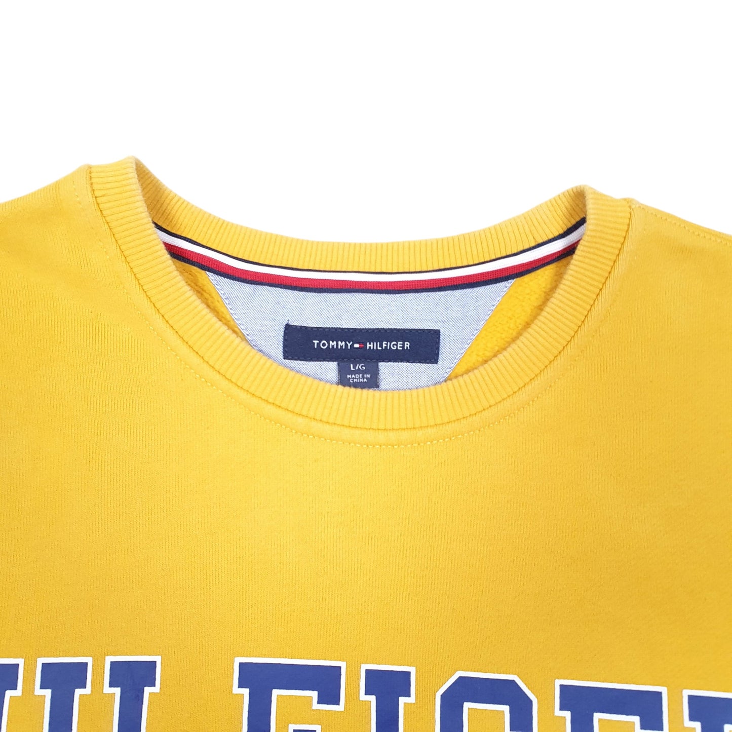 Mens Yellow Tommy Hilfiger Spellout Crewneck Jumper