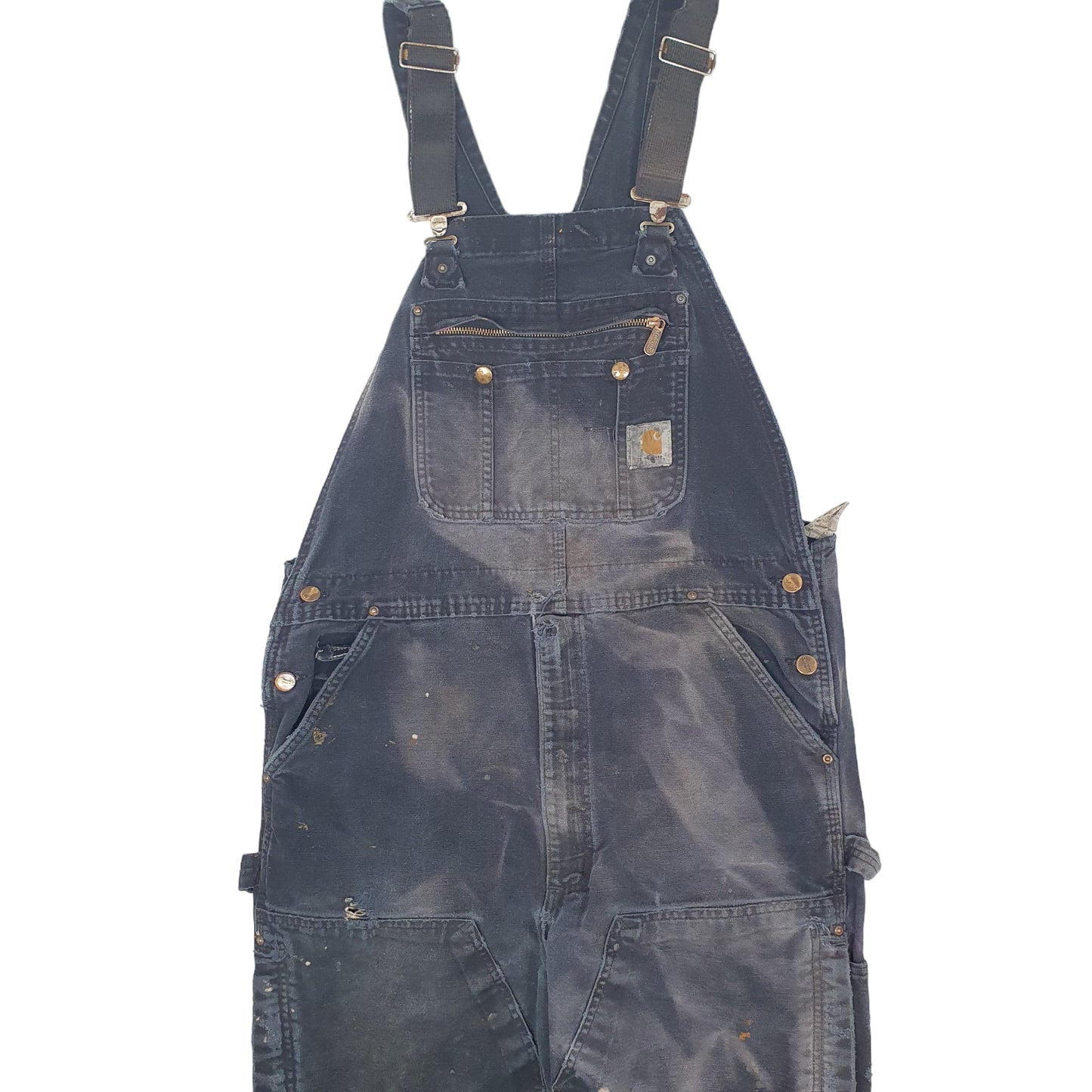Mens Black Carhartt R37 Bib Overalls Union Made in USA Dungaree Trousers