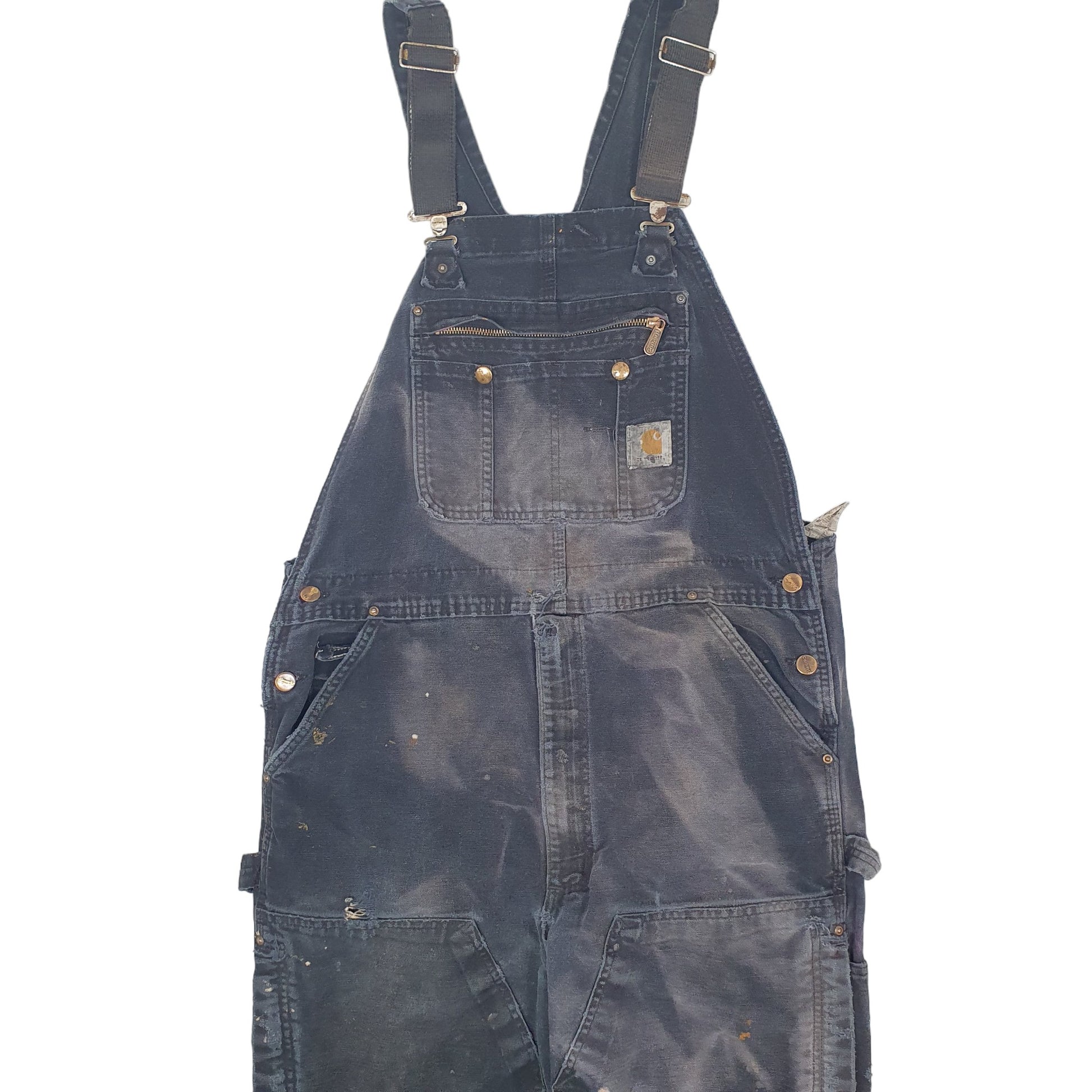 Mens Black Carhartt R37 Bib Overalls Union Made in USA Dungaree Trousers