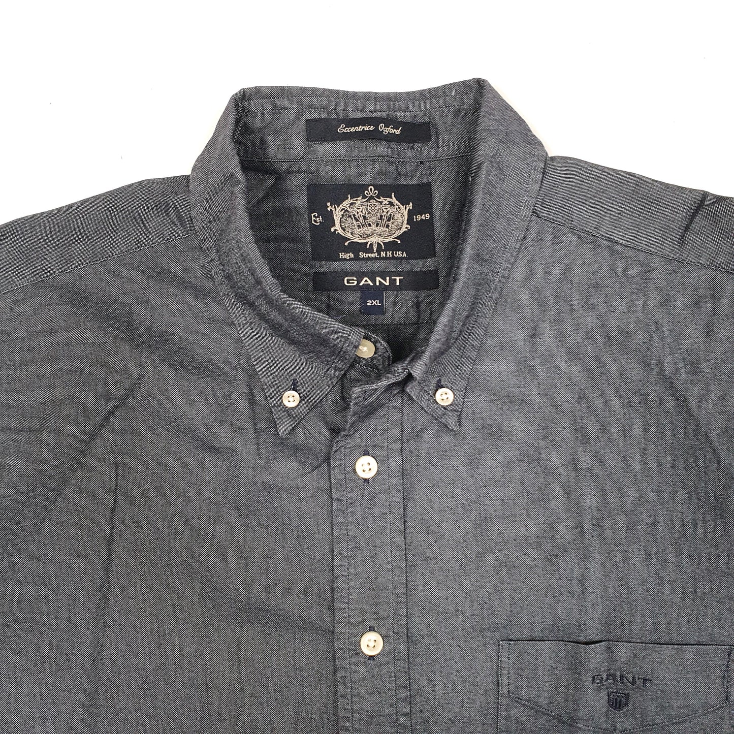 Mens Navy GANT Oxford Long Sleeve Shirt