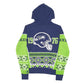 Womens Navy NFL Knit Seattle Seahawks American Football Hoodie Jumper