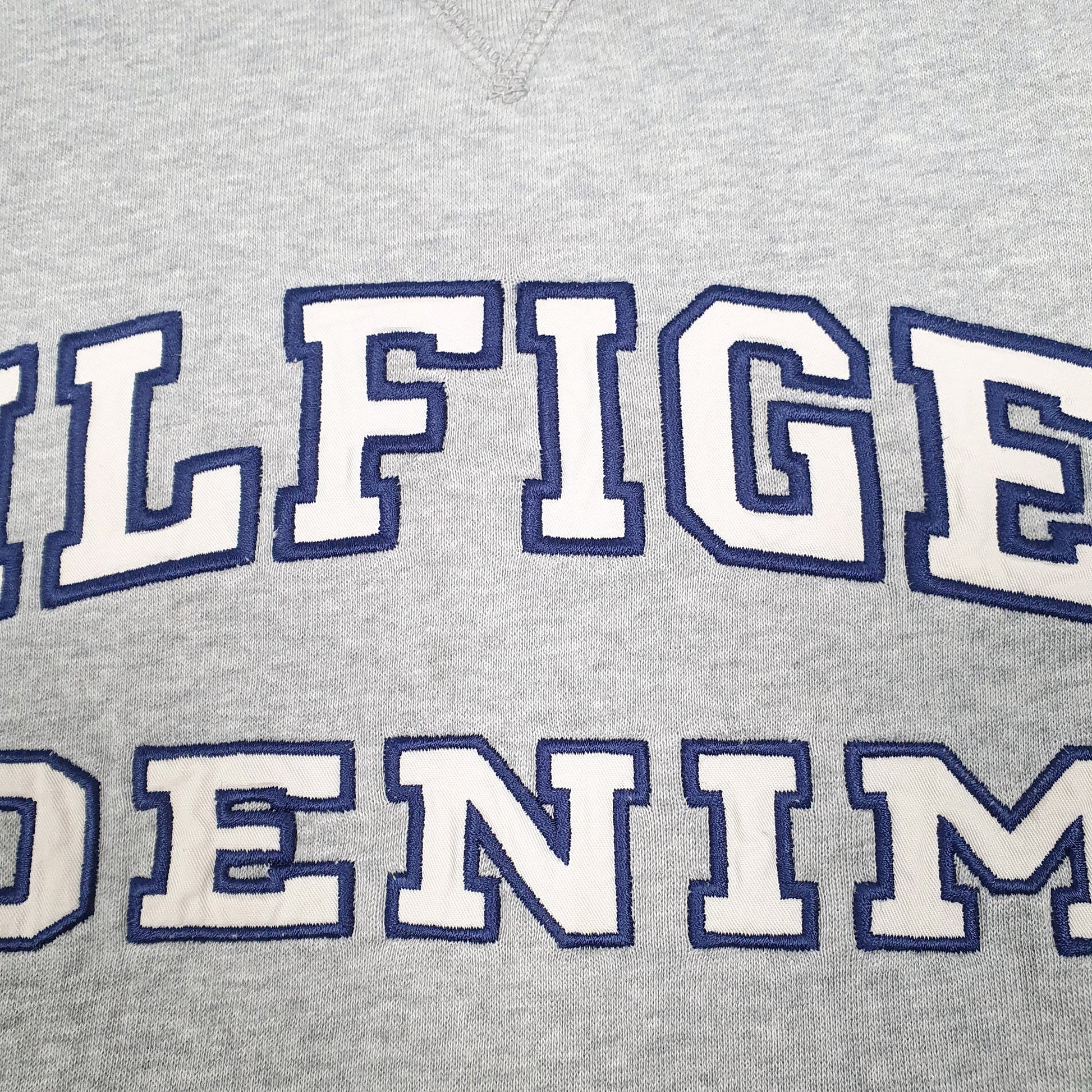 Mens Grey Tommy Hilfiger Denim Spellout Crewneck Jumper