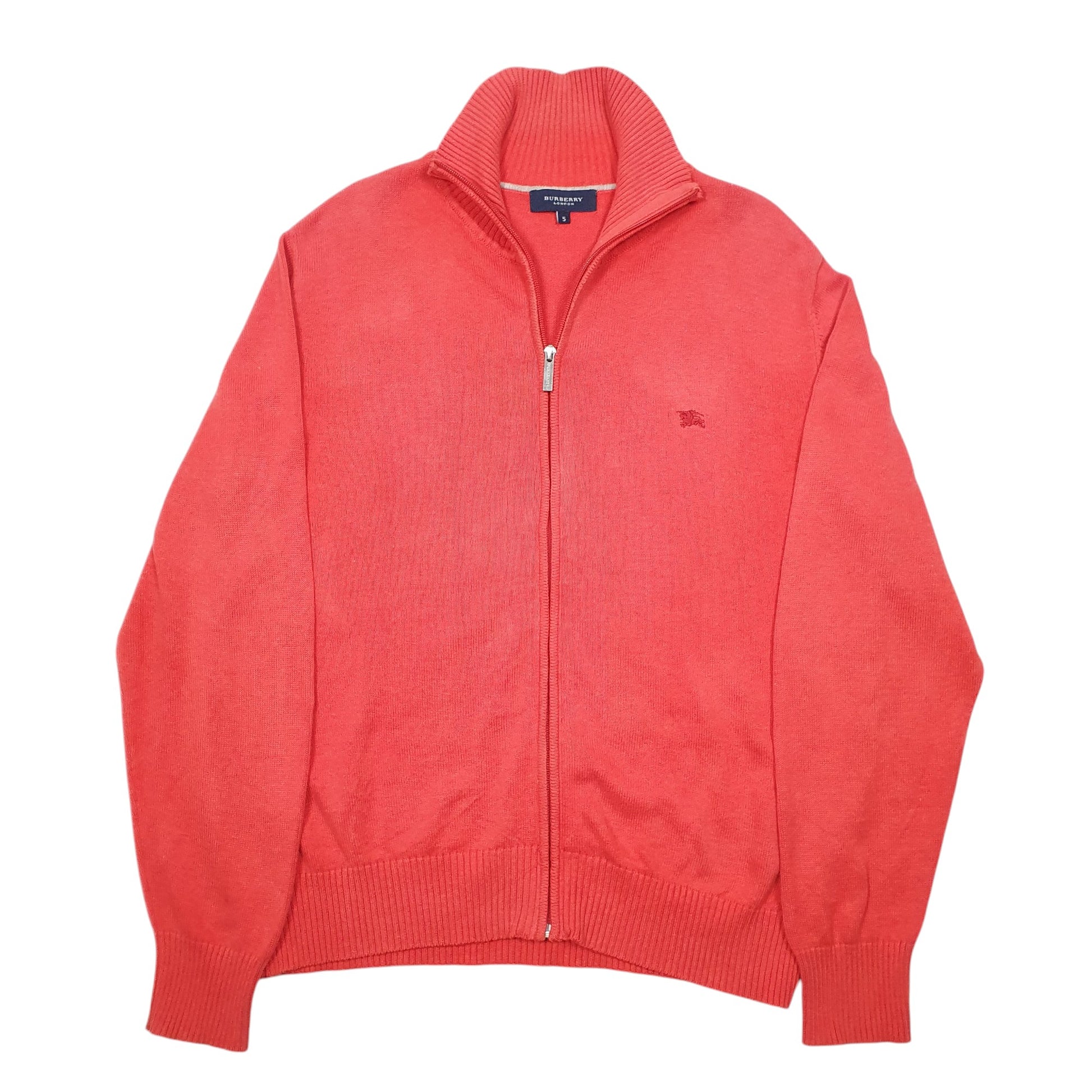 Mens Red Burberry London Knit Full Zip Jumper