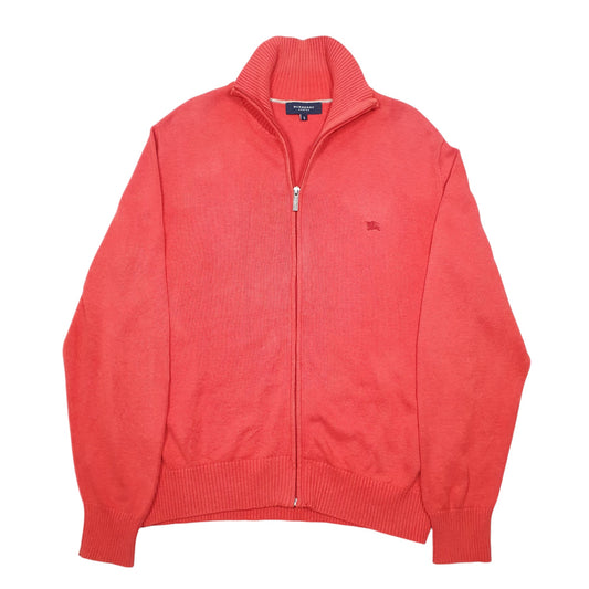 Mens Red Burberry London Knit Full Zip Jumper
