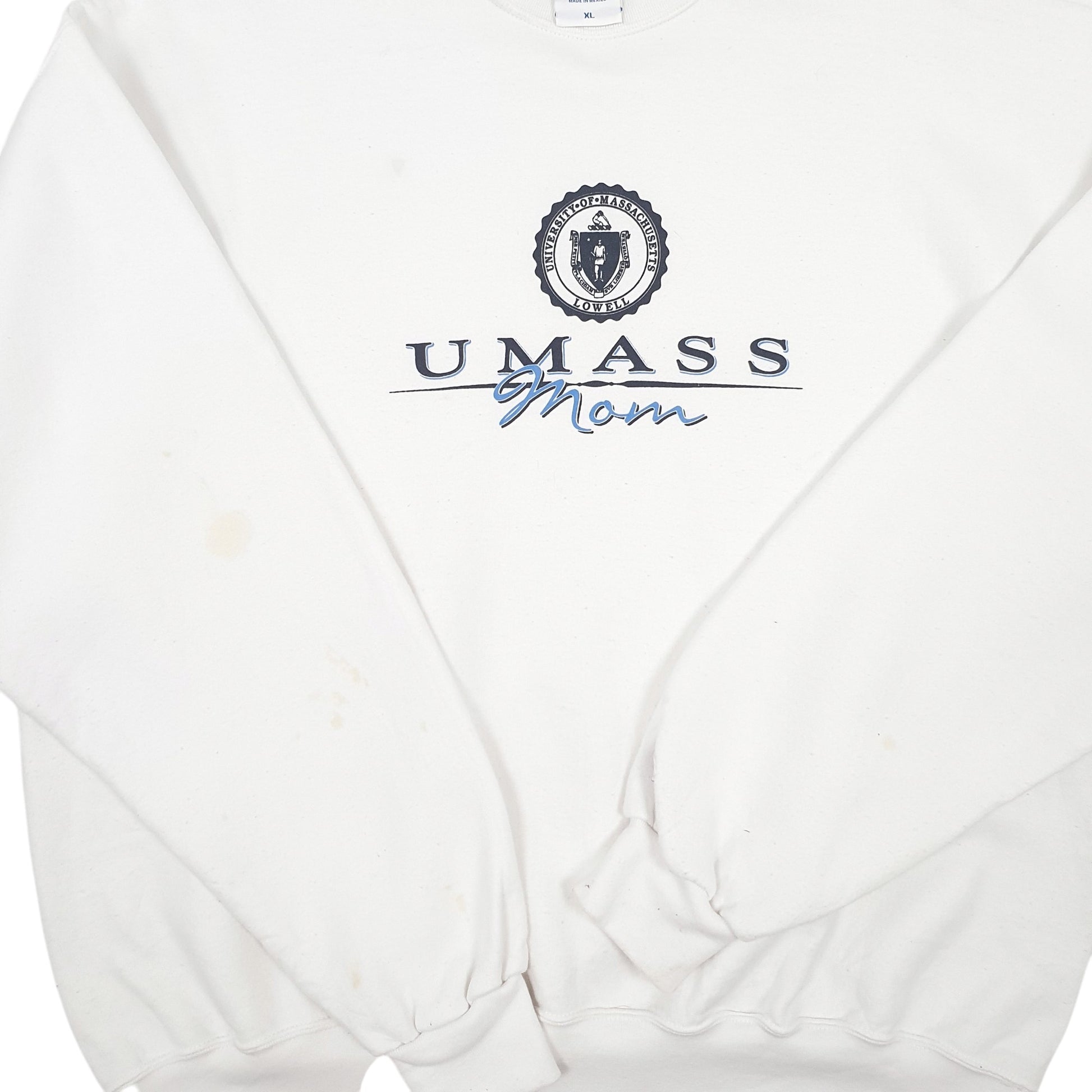 Mens White Champion University of Massachusetts Crewneck Jumper