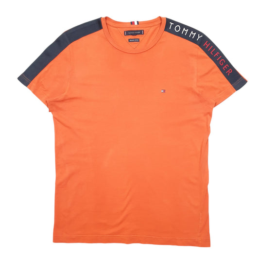 Mens Orange Tommy Hilfiger Spellout Short Sleeve T Shirt