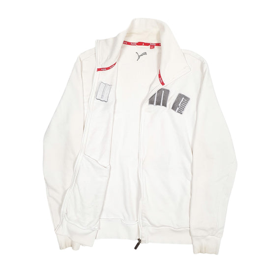 Mens White Puma Spellout Full Zip Jumper