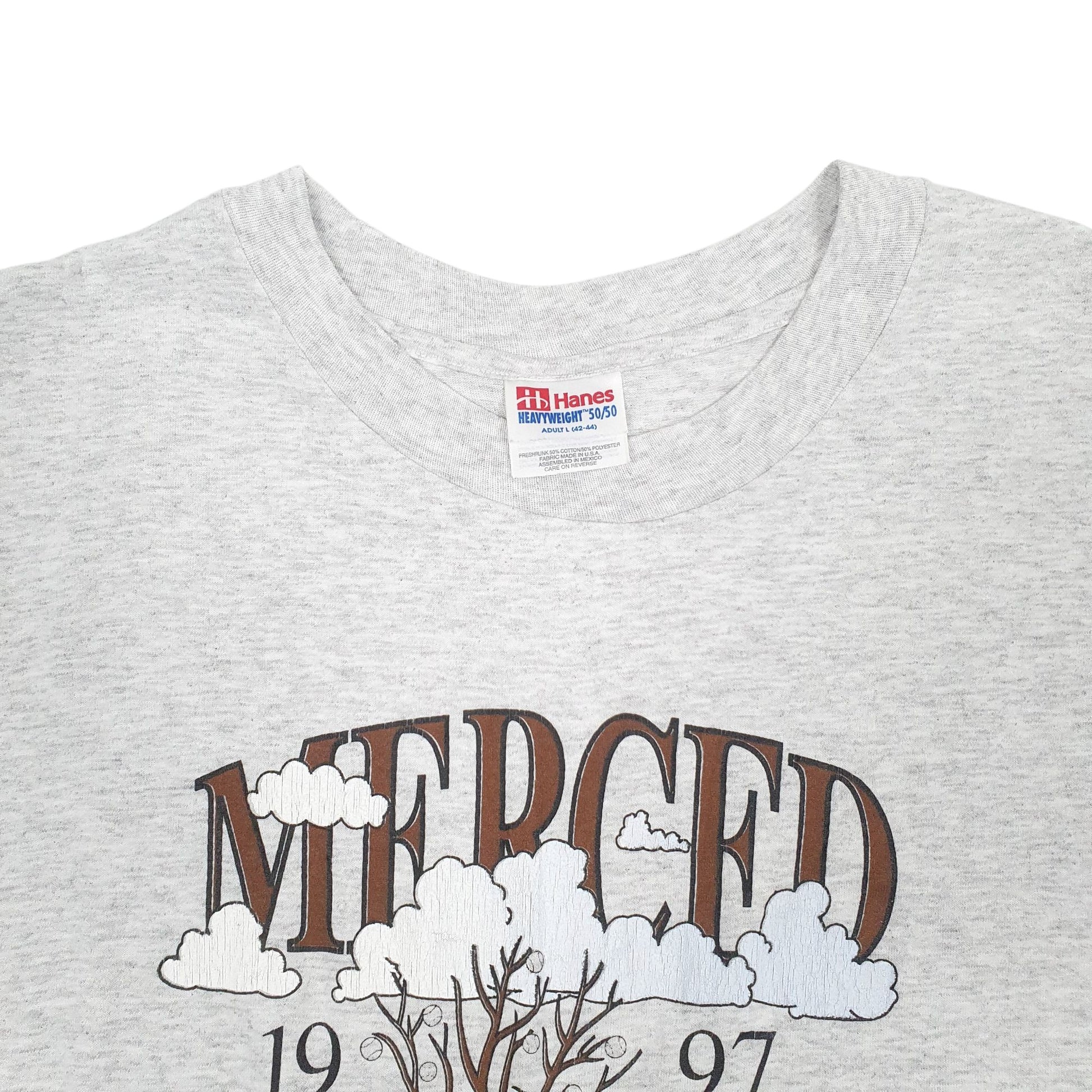 Womens Grey Hanes Single Stitch Vintage 90s Short Sleeve T Shirt