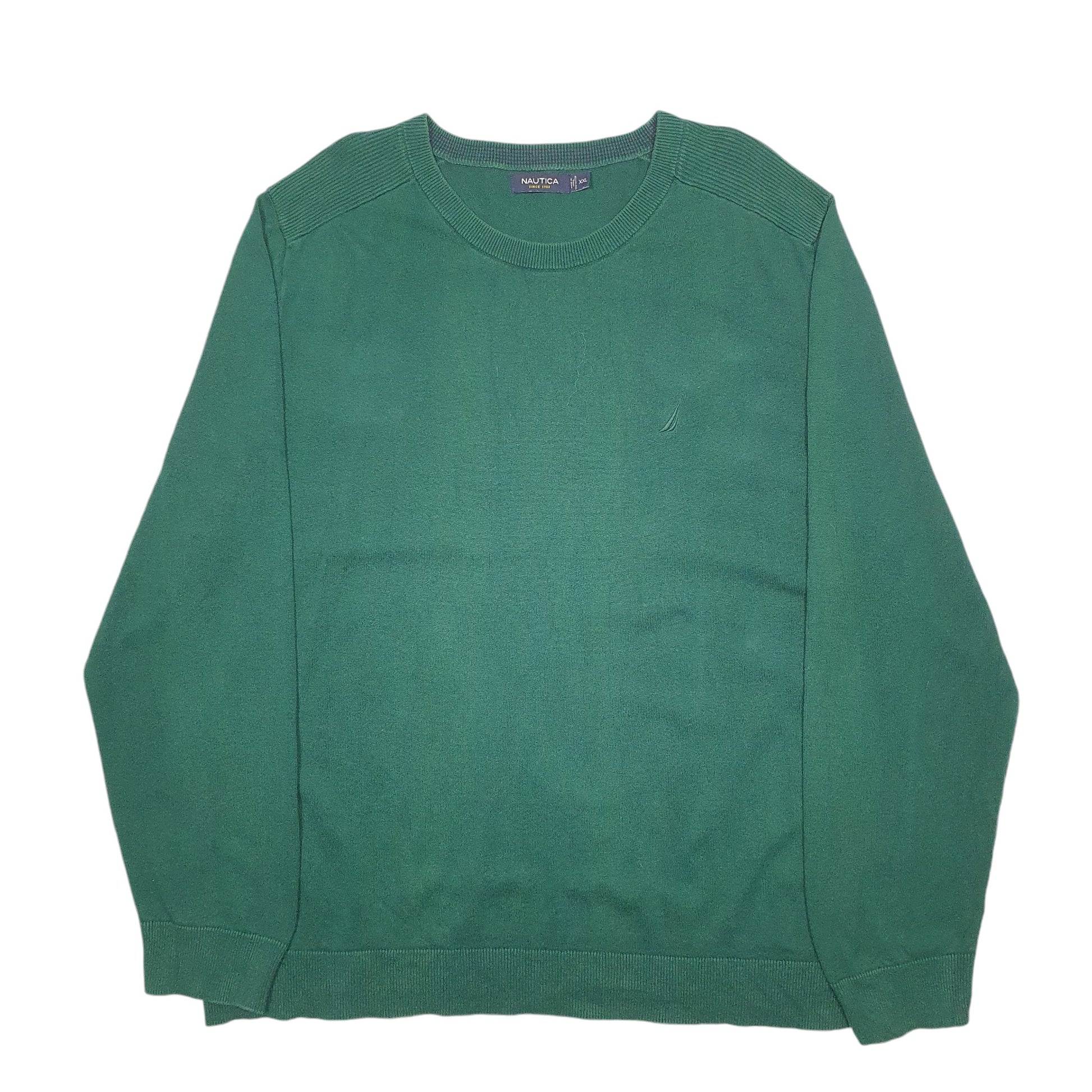 Mens Green Nautica Knit Crewneck Jumper