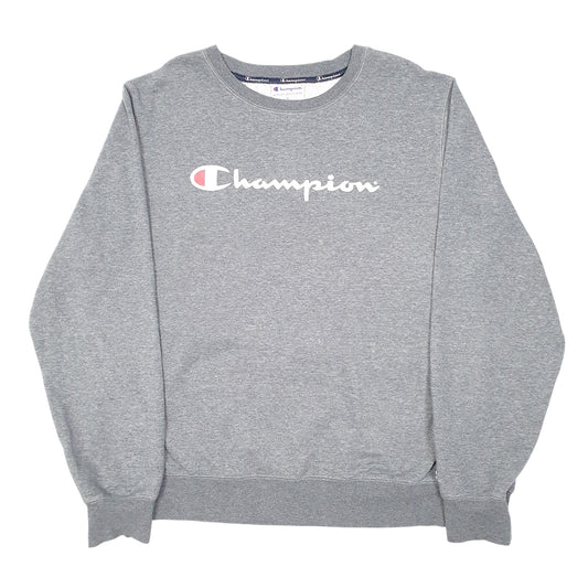 Mens Grey Champion Script Crewneck Jumper