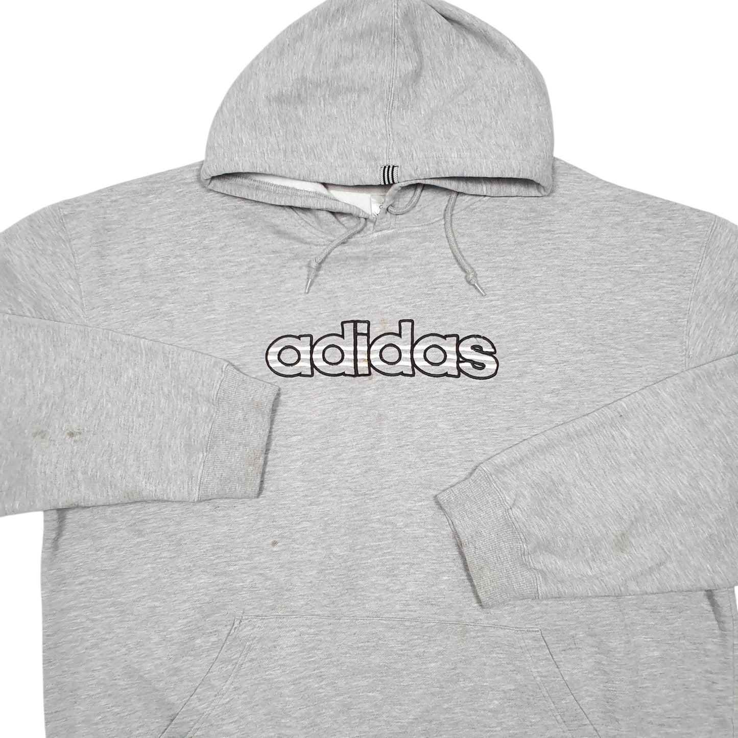 Mens Grey Adidas Spellout Hoodie Jumper