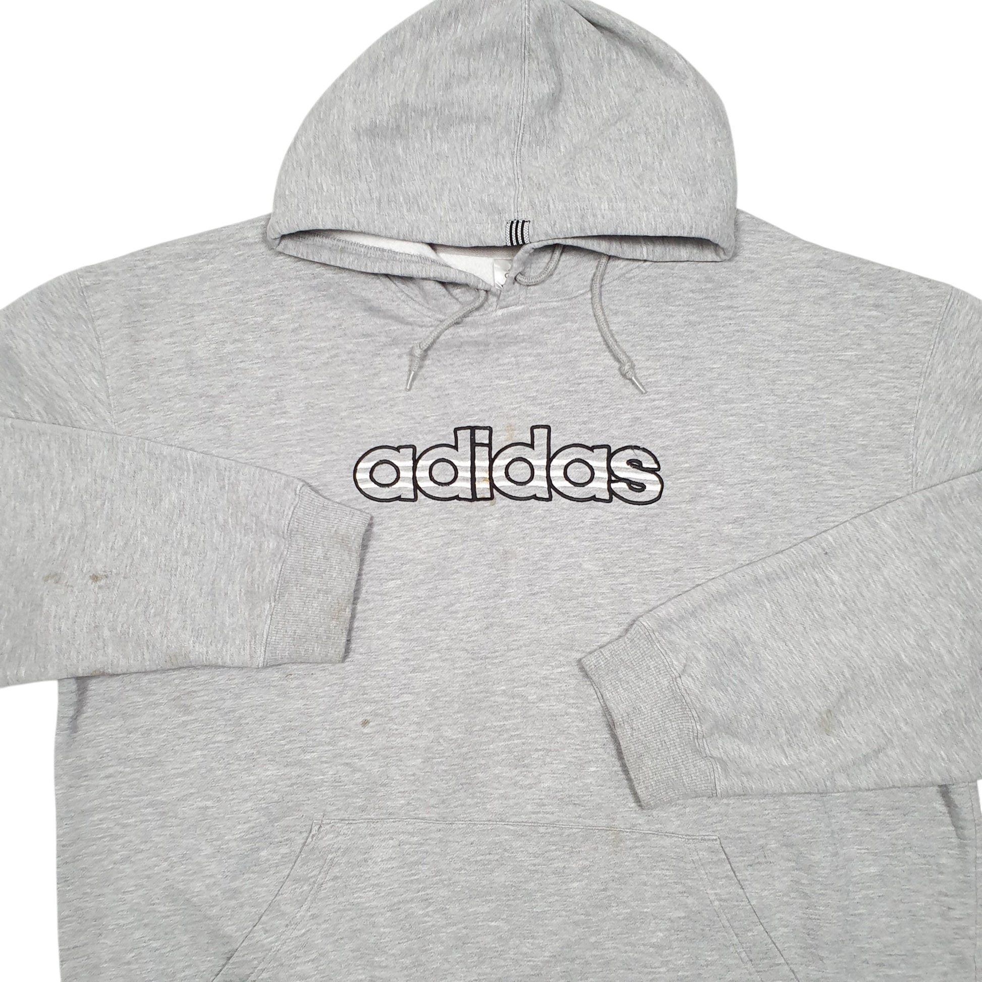 Mens Grey Adidas Spellout Hoodie Jumper