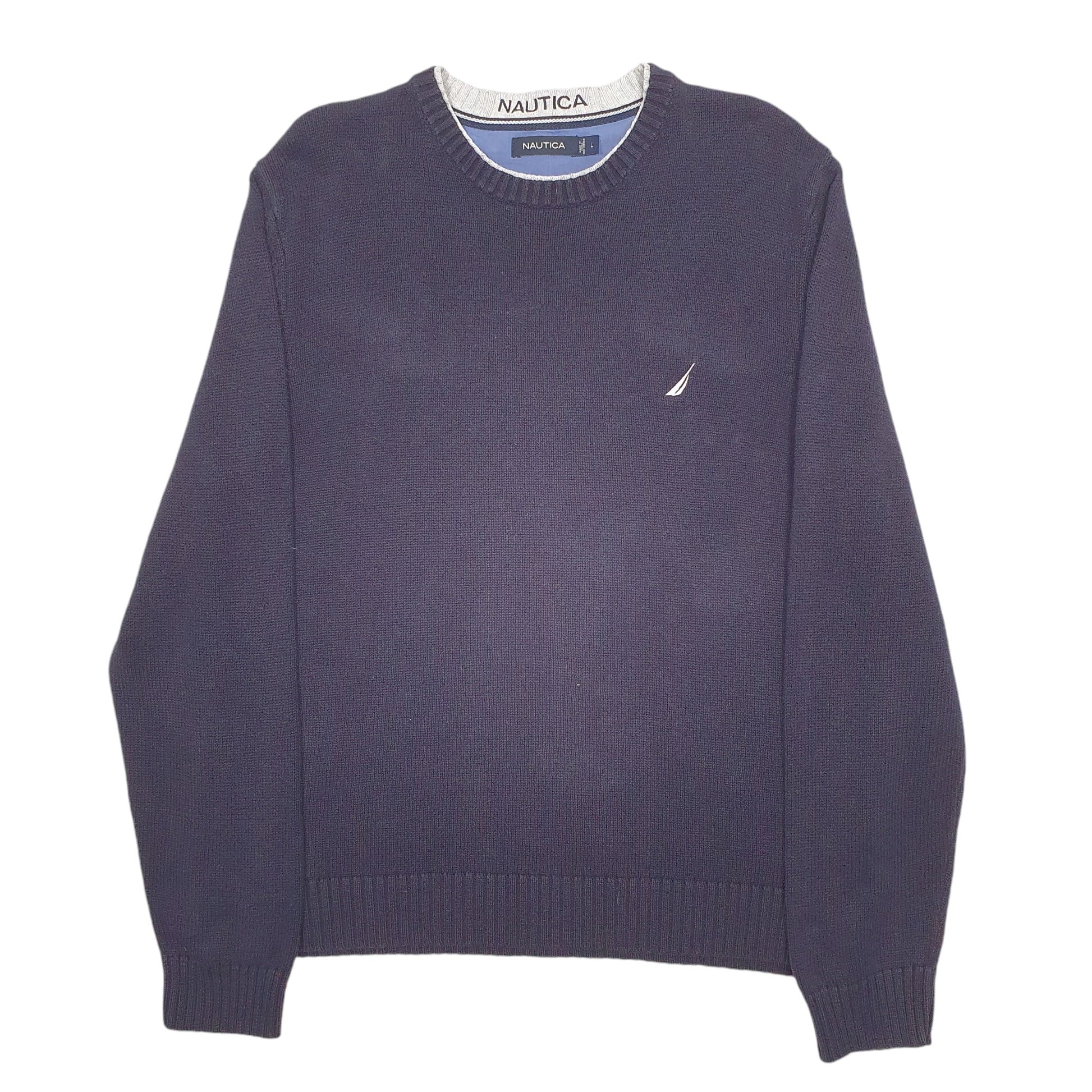 Mens Navy Nautica Knit Crewneck Jumper