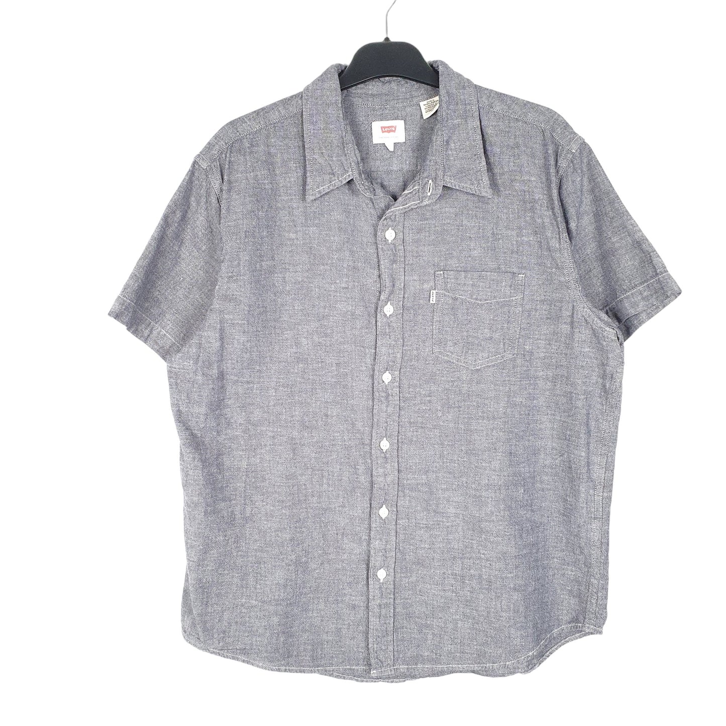 Mens Grey Levis Chambray Work Short Sleeve Shirt