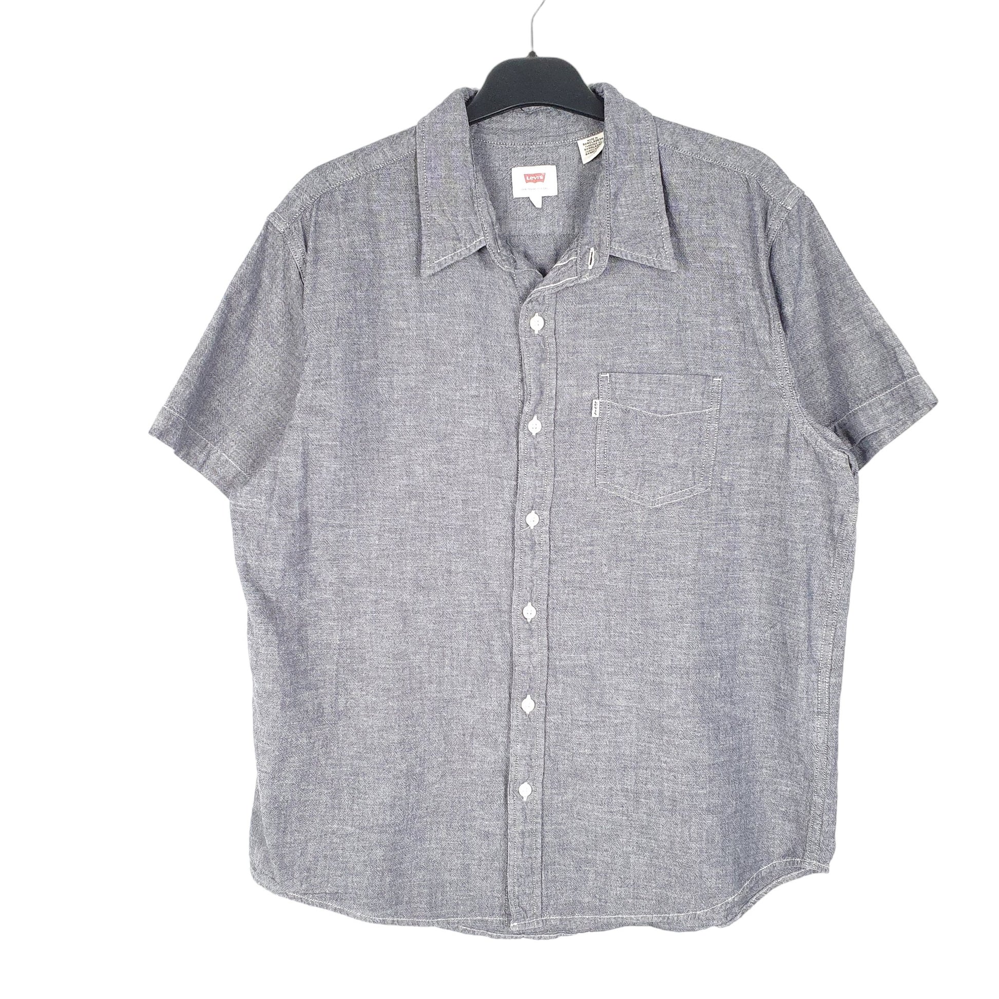 Mens Grey Levis Chambray Work Short Sleeve Shirt
