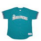 Mens Turquoise Majestic MLB Baseball Jersey Seattle Mariners Made In USA Short Sleeve T Shirt