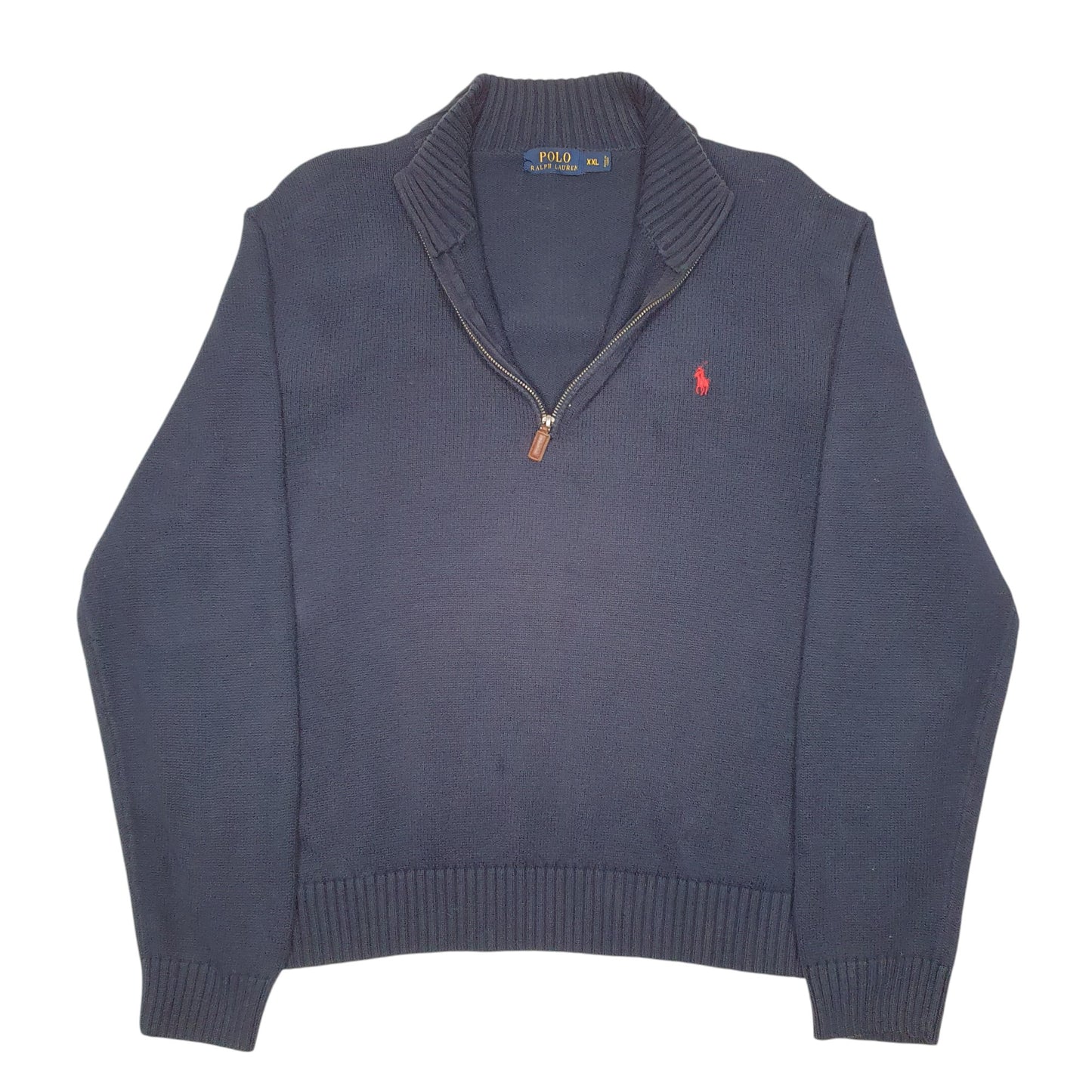 Mens Navy Polo Ralph Lauren Knit Quarter Zip Jumper