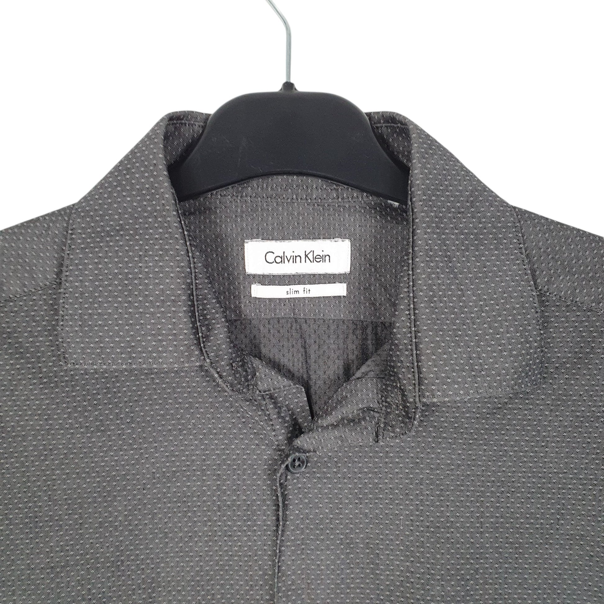 Mens Grey Calvin  Long Sleeve Shirt