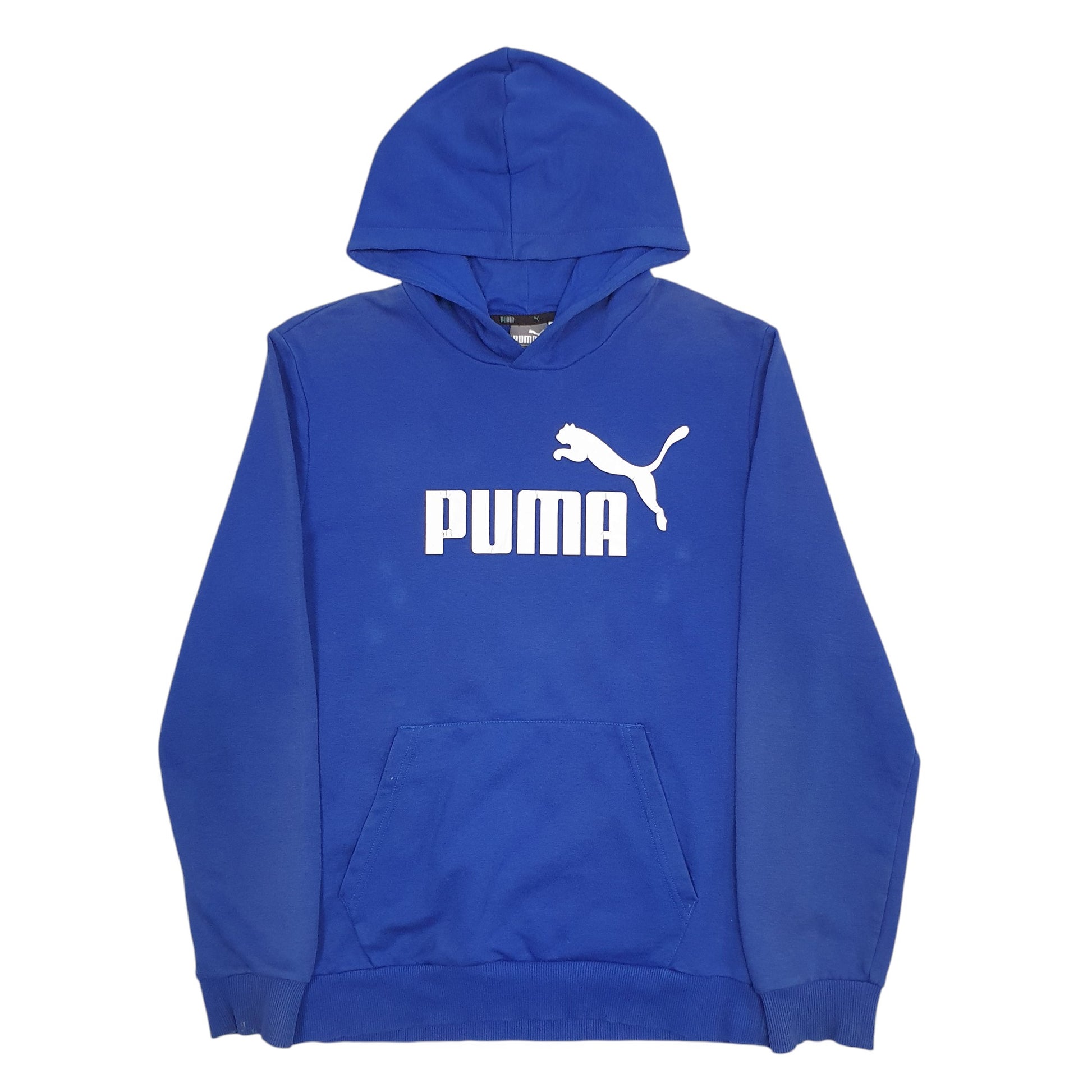 Mens Blue Puma Spellout Hoodie Jumper