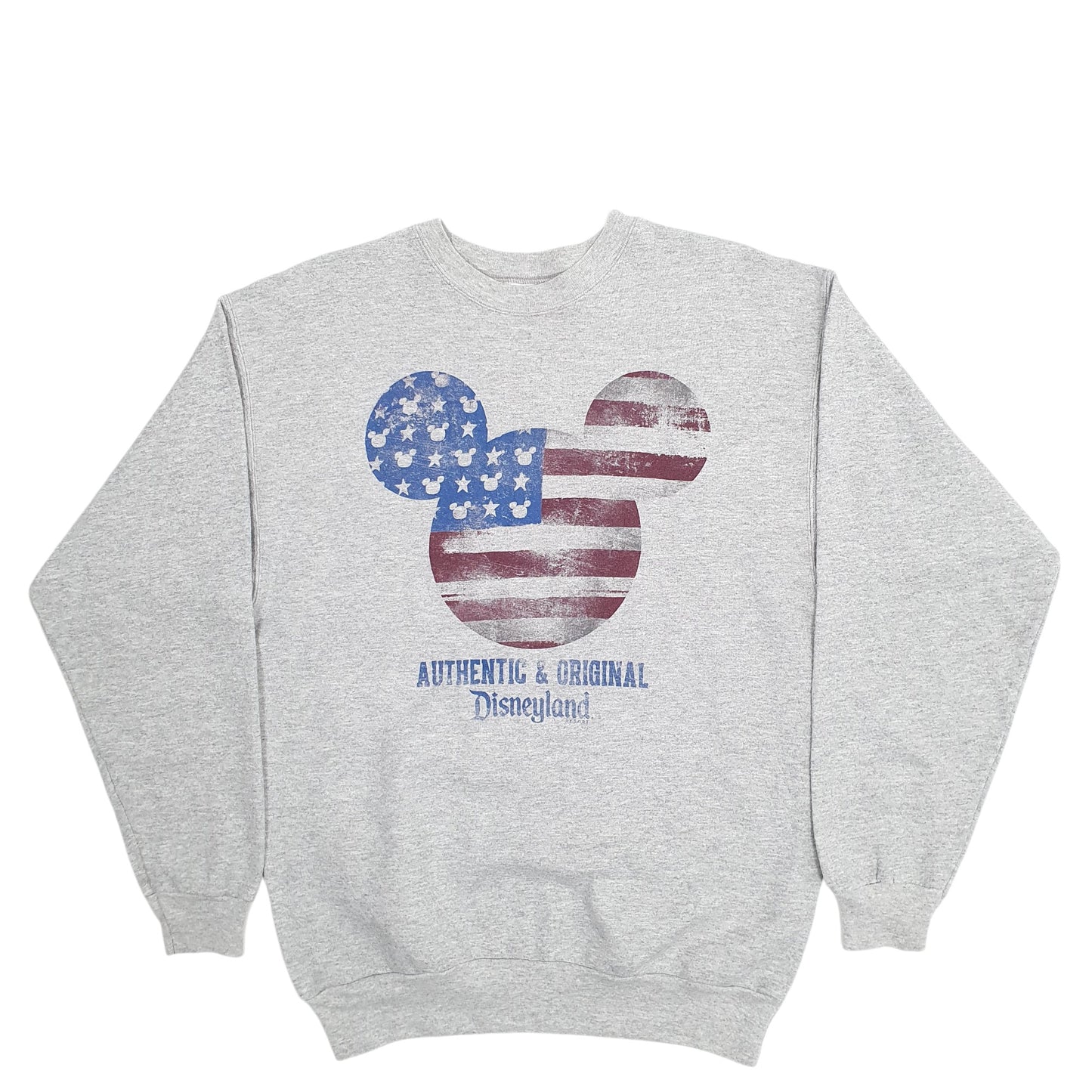 Mens Grey Disney Mickey Mouse Disneyland America Crewneck Jumper