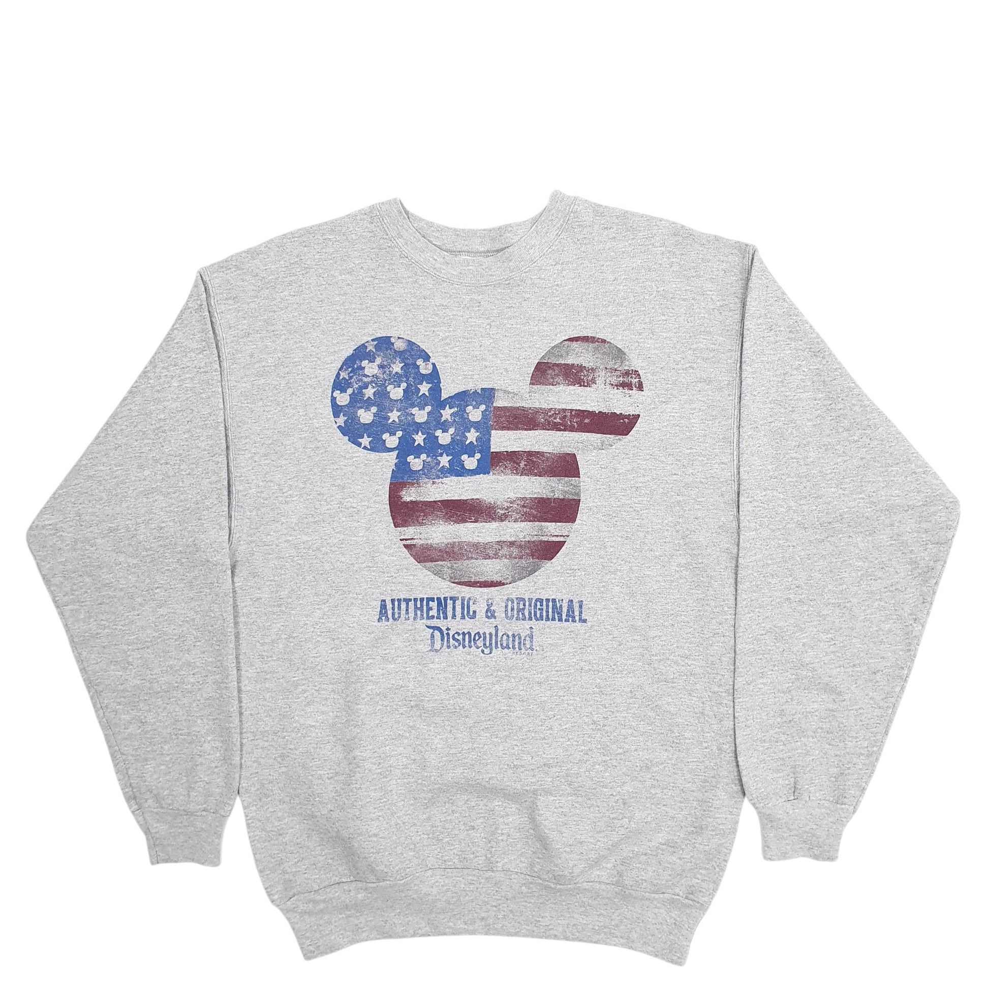 Mens Grey Disney Mickey Mouse Disneyland America Crewneck Jumper