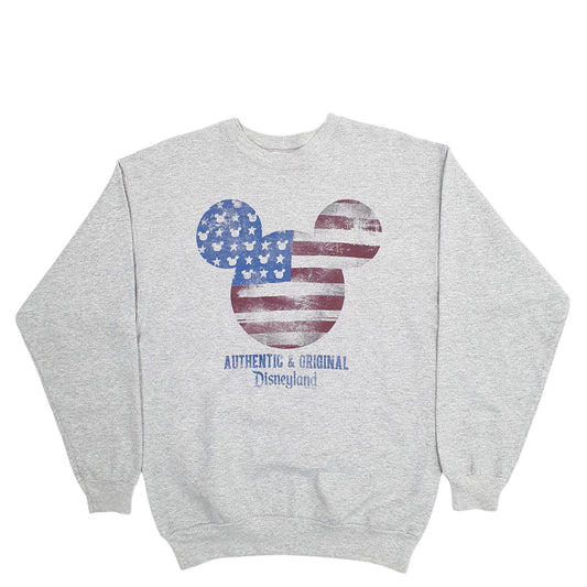 Mens Grey Disney Mickey Mouse Disneyland America Crewneck Jumper