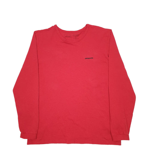 Mens Red Patagonia Spellout Long Sleeve T Shirt