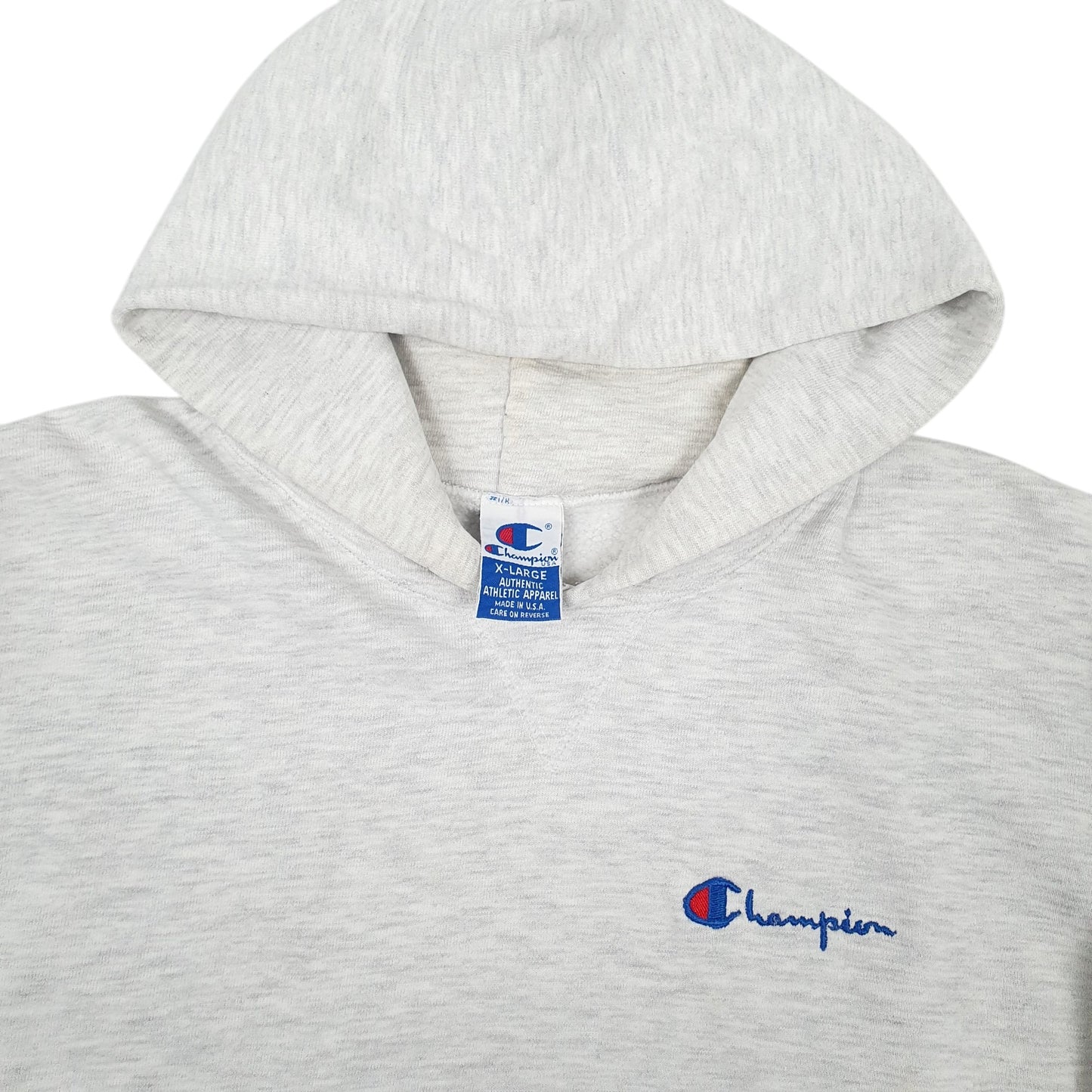 Mens Grey Champion Vintage 90s Made In USA Hoodie Jumper