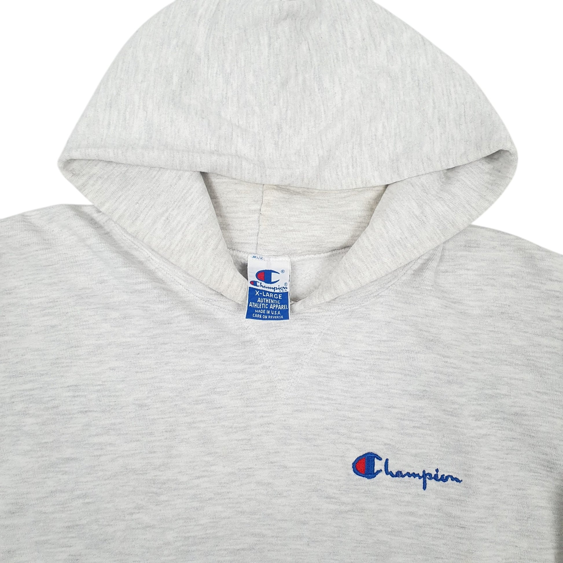 Mens Grey Champion Vintage 90s Made In USA Hoodie Jumper