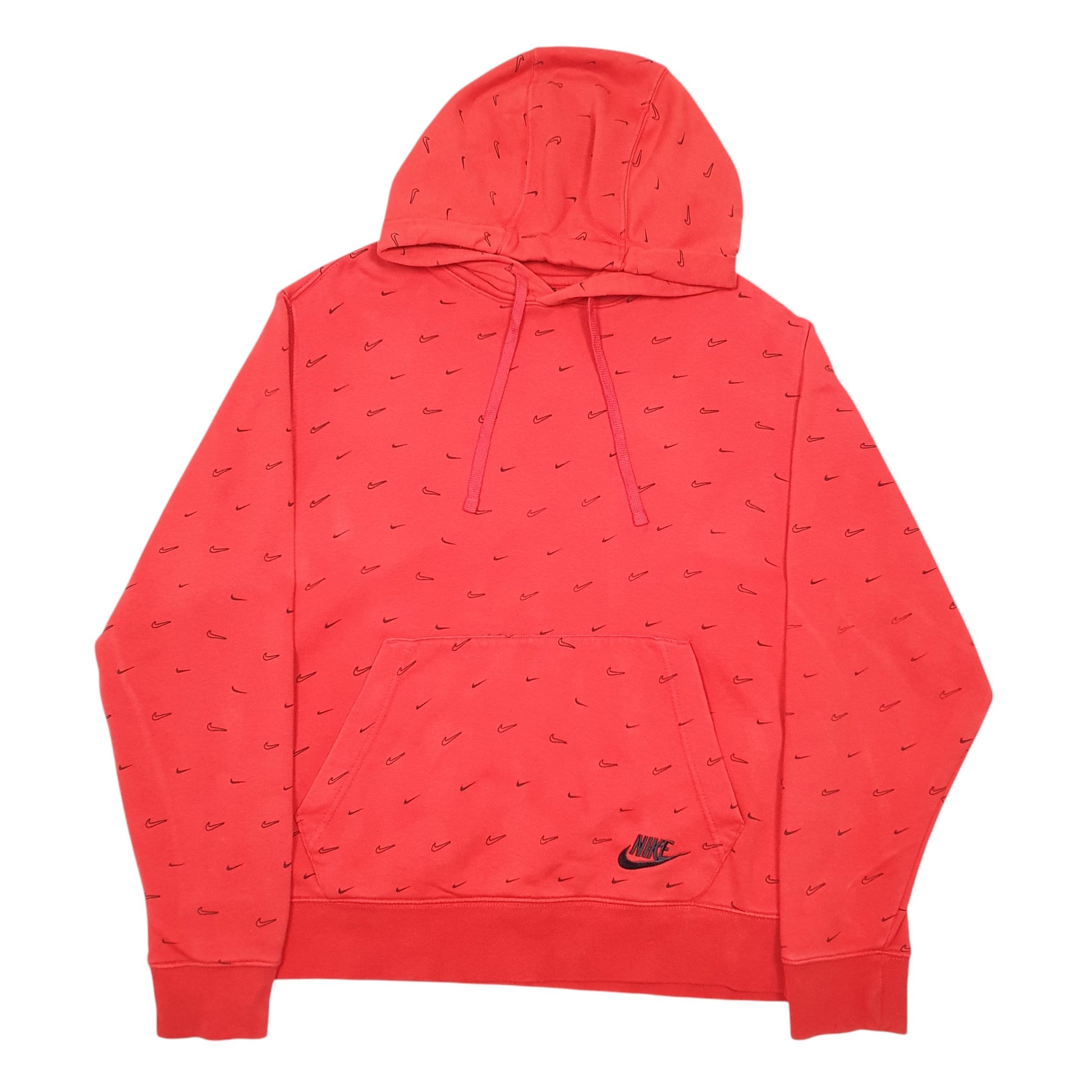 Mens Red Nike Swoosh Print Hoodie Jumper