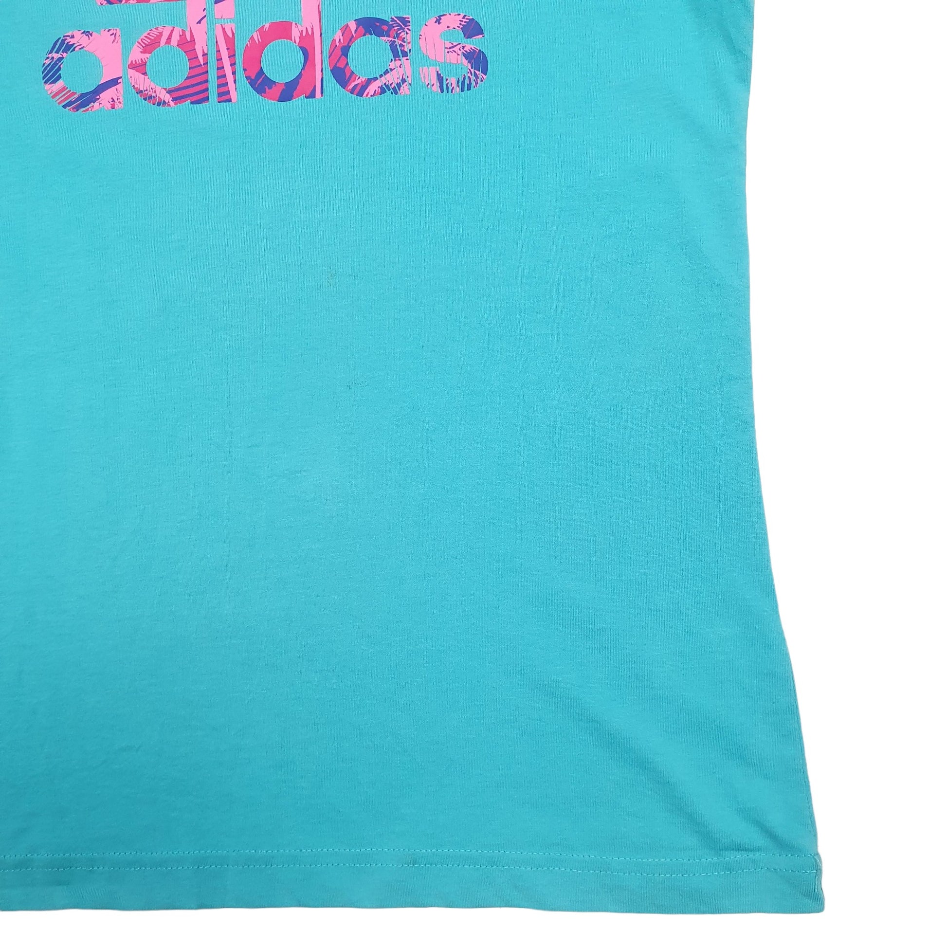 Womens Blue Adidas Spellout Short Sleeve T Shirt