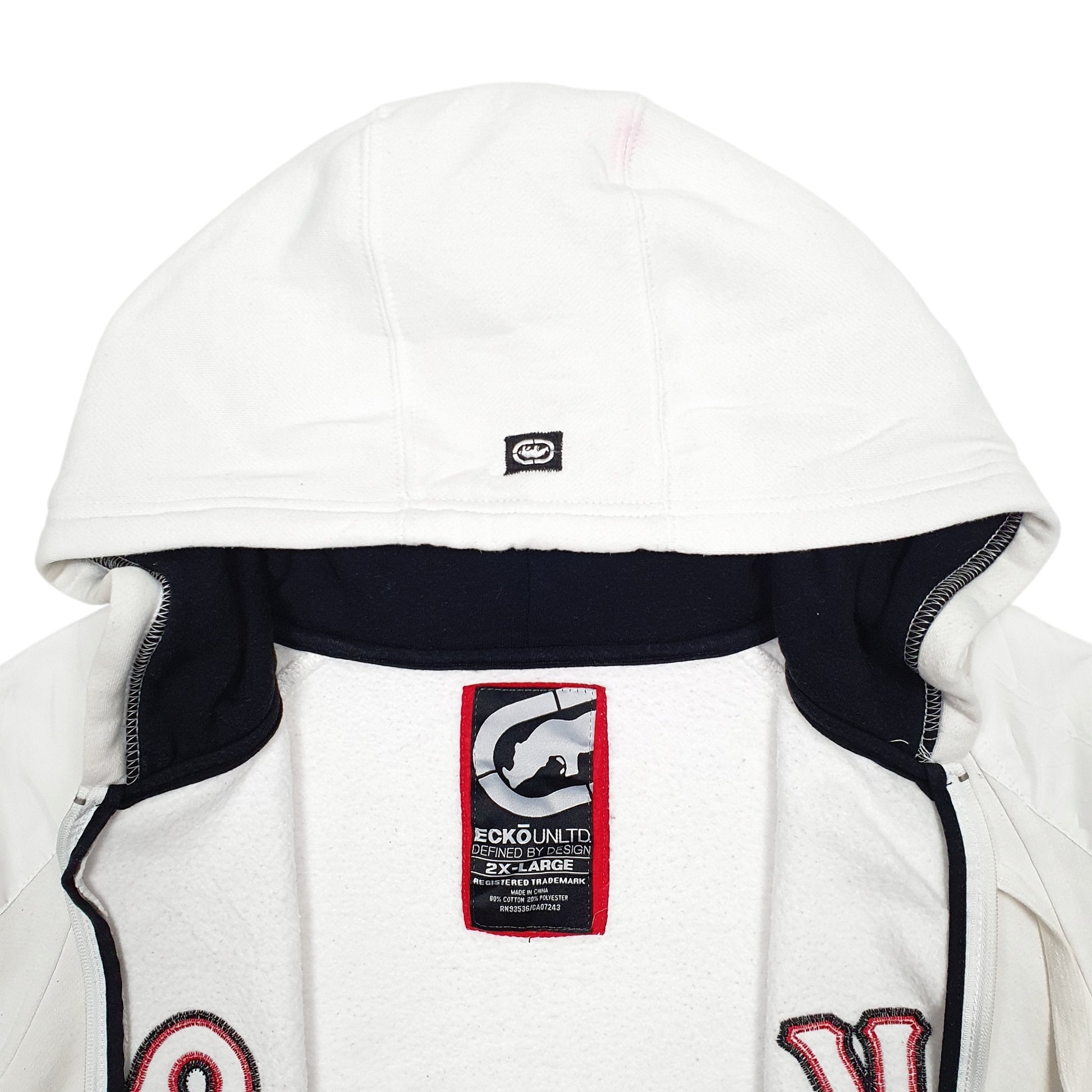 Mens White Ecko Unlimited Spellout Full Zip Jumper