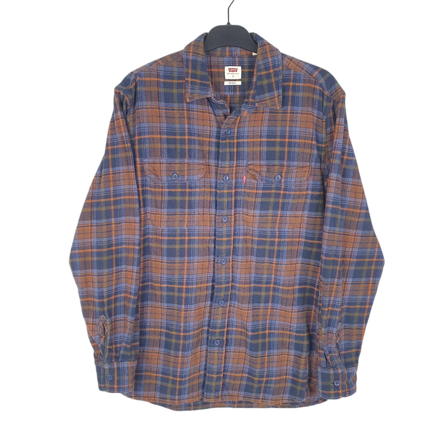 Mens Navy Levis Flannel Overshirt Shacket Long Sleeve Shirt