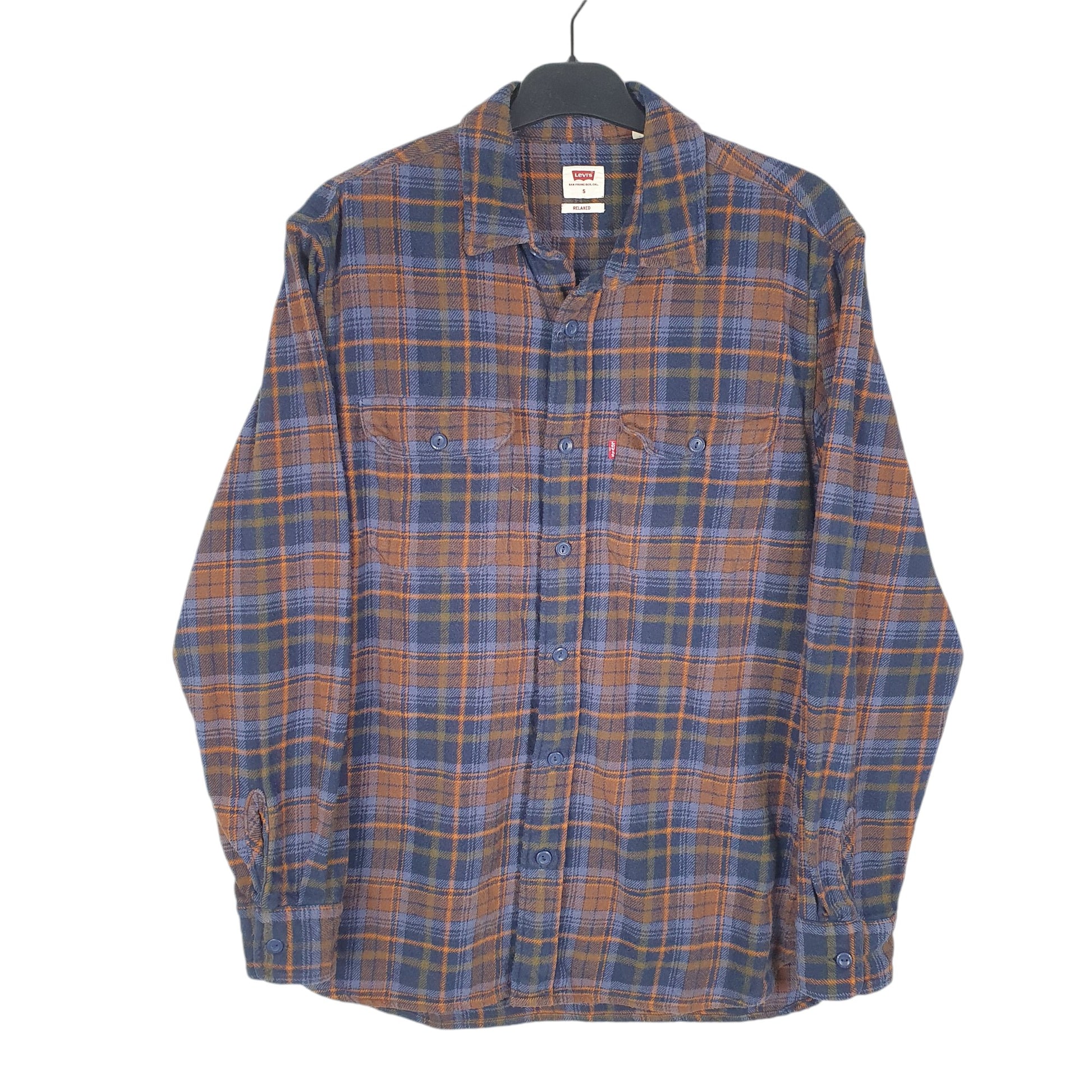 Mens Navy Levis Flannel Overshirt Shacket Long Sleeve Shirt