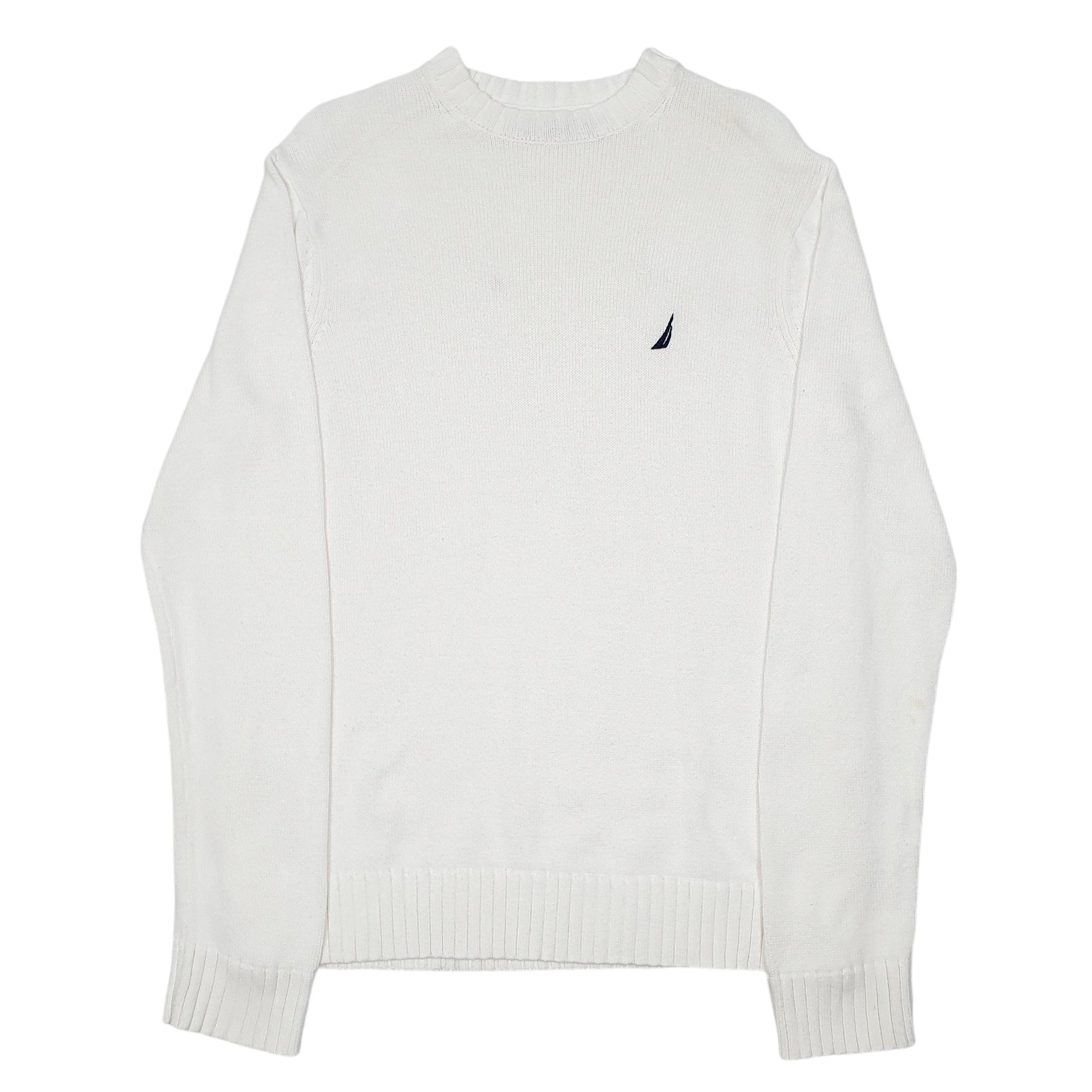 Mens White Nautica Knit Crewneck Jumper