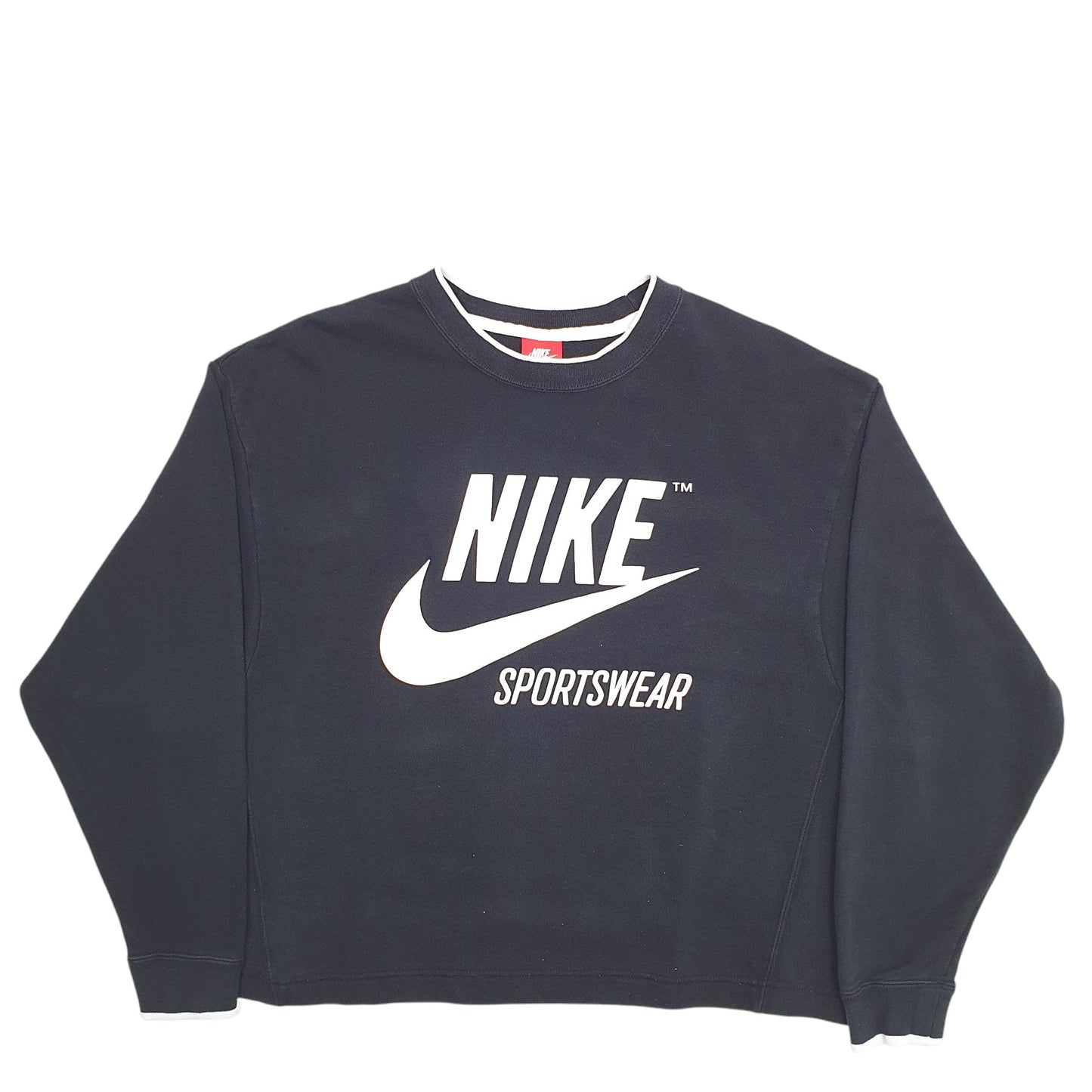 Womens Black Nike Crop Top Crewneck Jumper