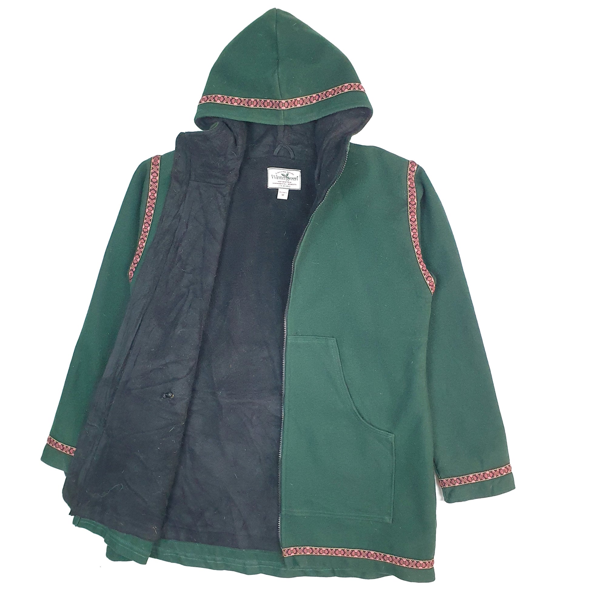 Womens Green Wintergreen Made in USA Hooded Parka  Coat