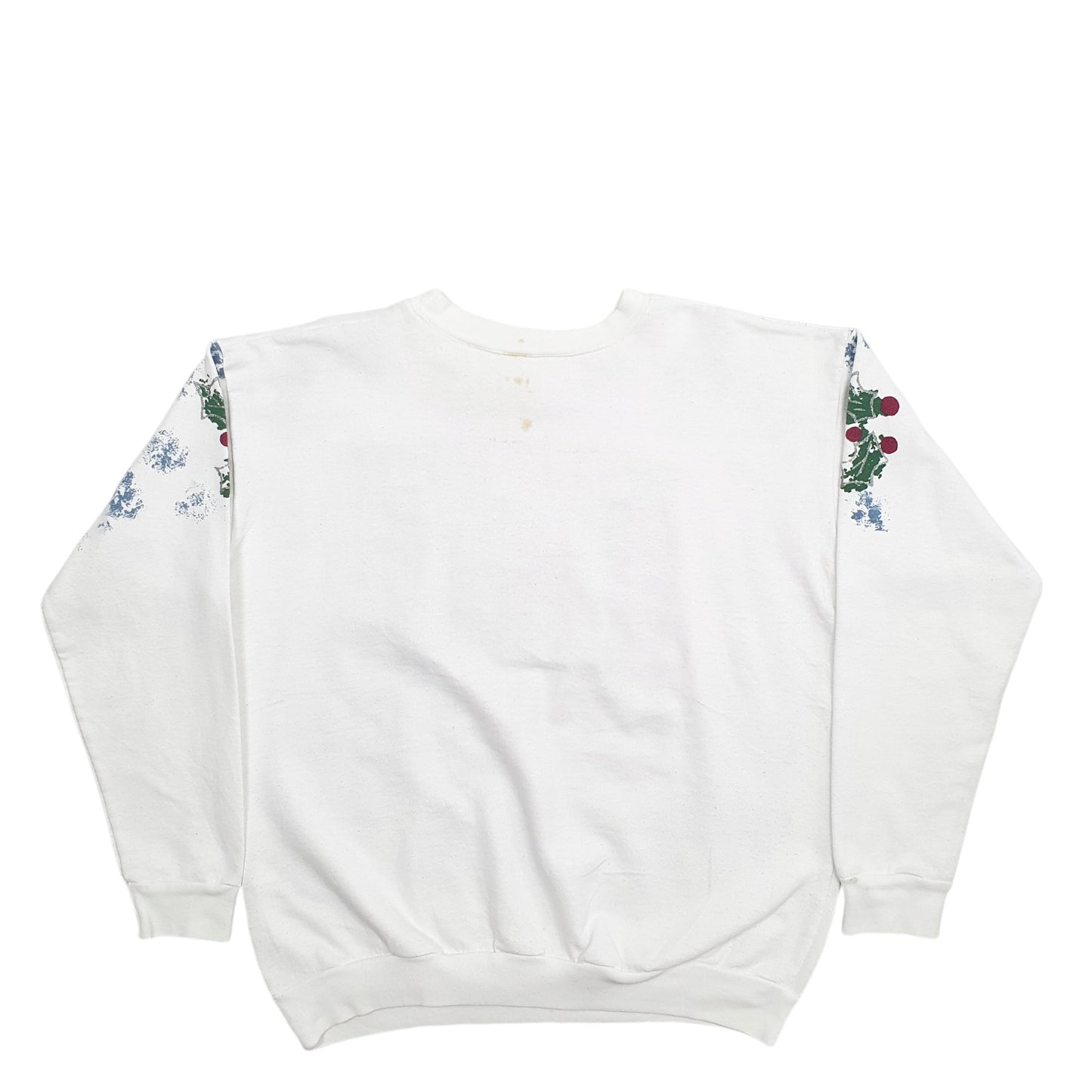 Mens White India Ink Christmas Festive Crewneck Jumper
