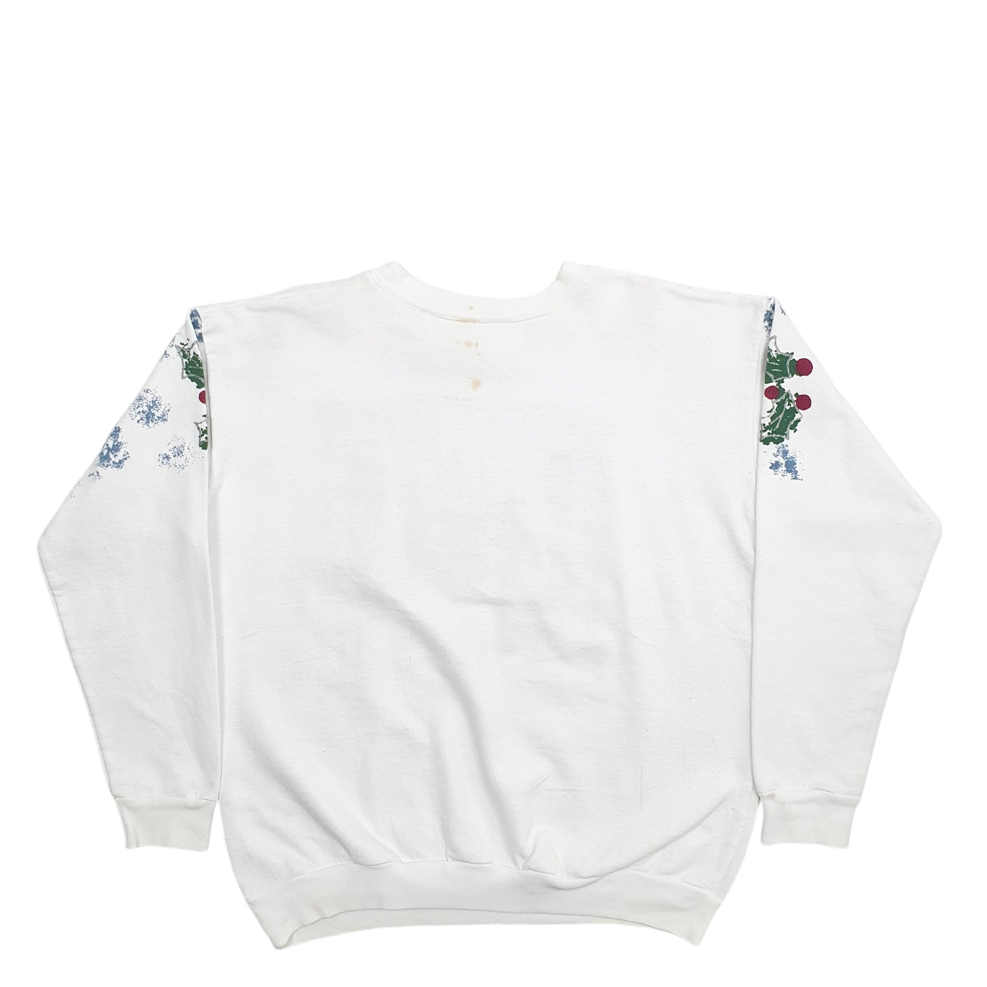Mens White India Ink Christmas Festive Crewneck Jumper