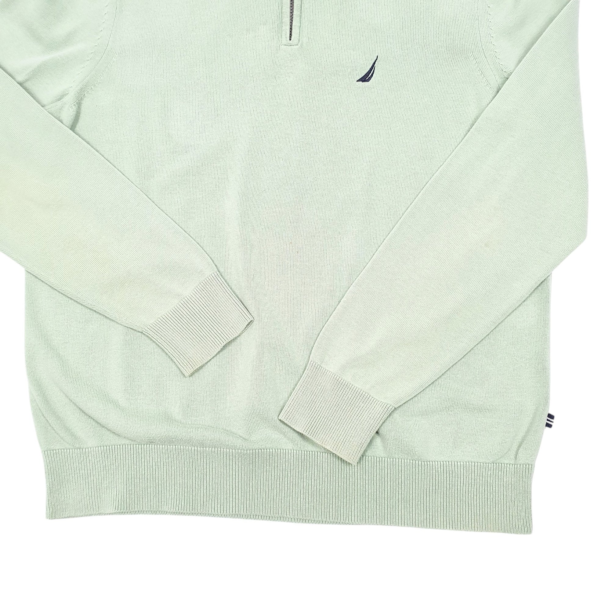 Mens Green Nautica Knit Quarter Zip Jumper