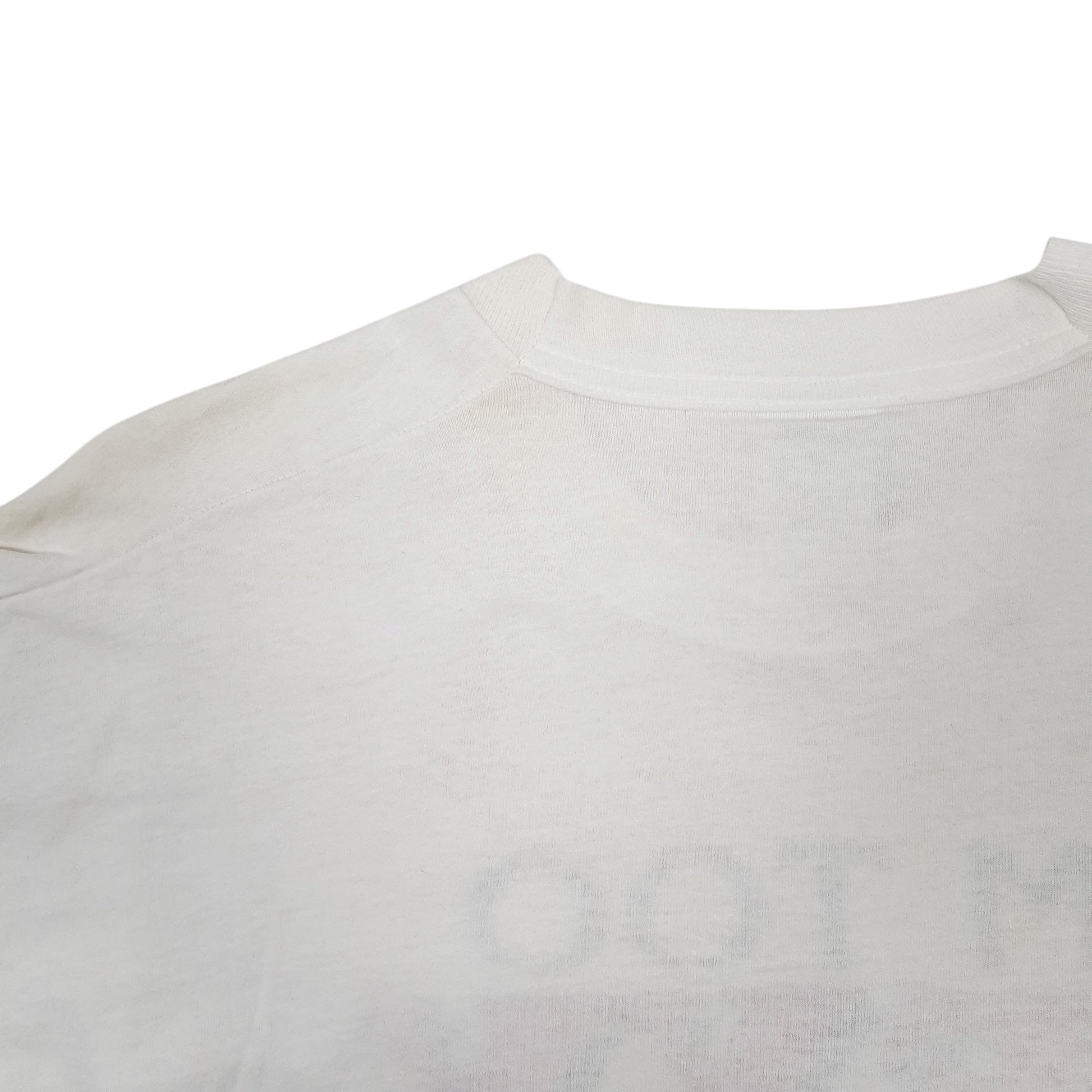 Mens White Fruit Of The Loom Vintage 90s Single Stitch Short Sleeve T Shirt