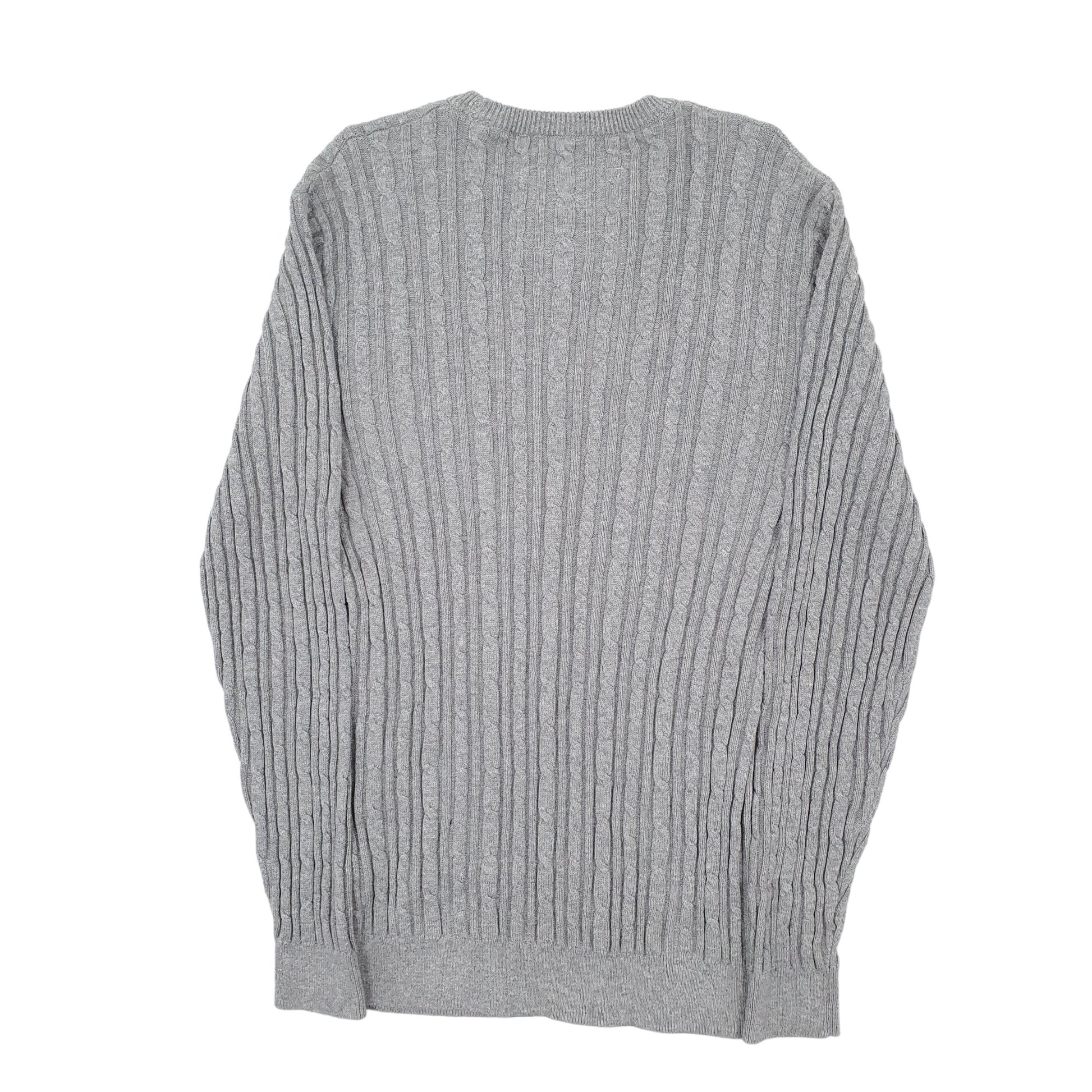 Mens Grey Jack Wills Cable Knit Crewneck Jumper