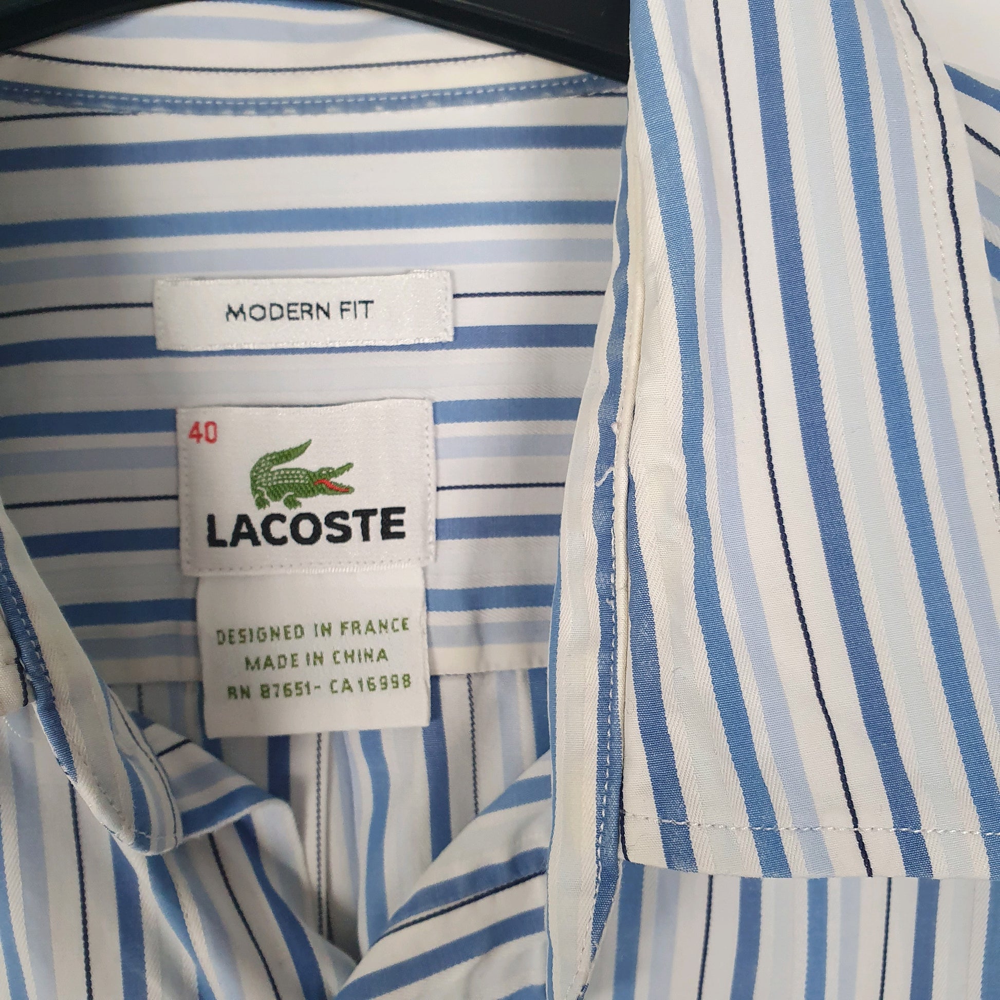 Mens Blue Lacoste Modern Long Sleeve Shirt