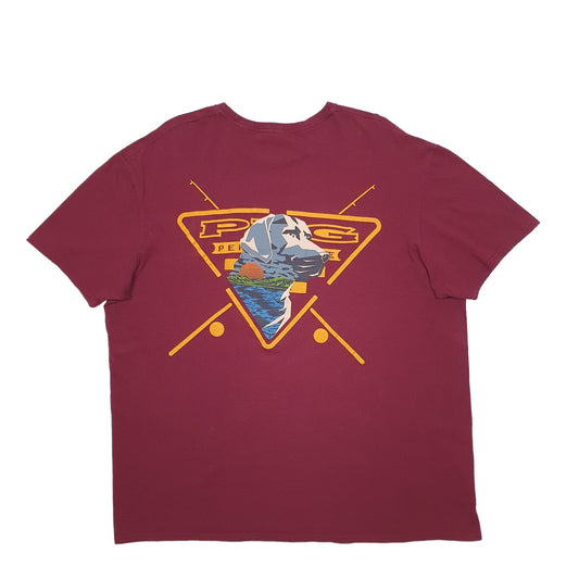 Mens Burgundy Columbia Sportswear PFG Dog Fishing Short Sleeve T Shirt