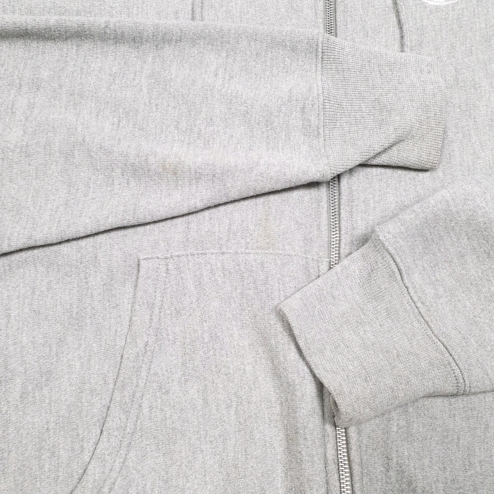 Mens Grey Champion Hoodie Vintage Reverse Weave Full Zip Jumper