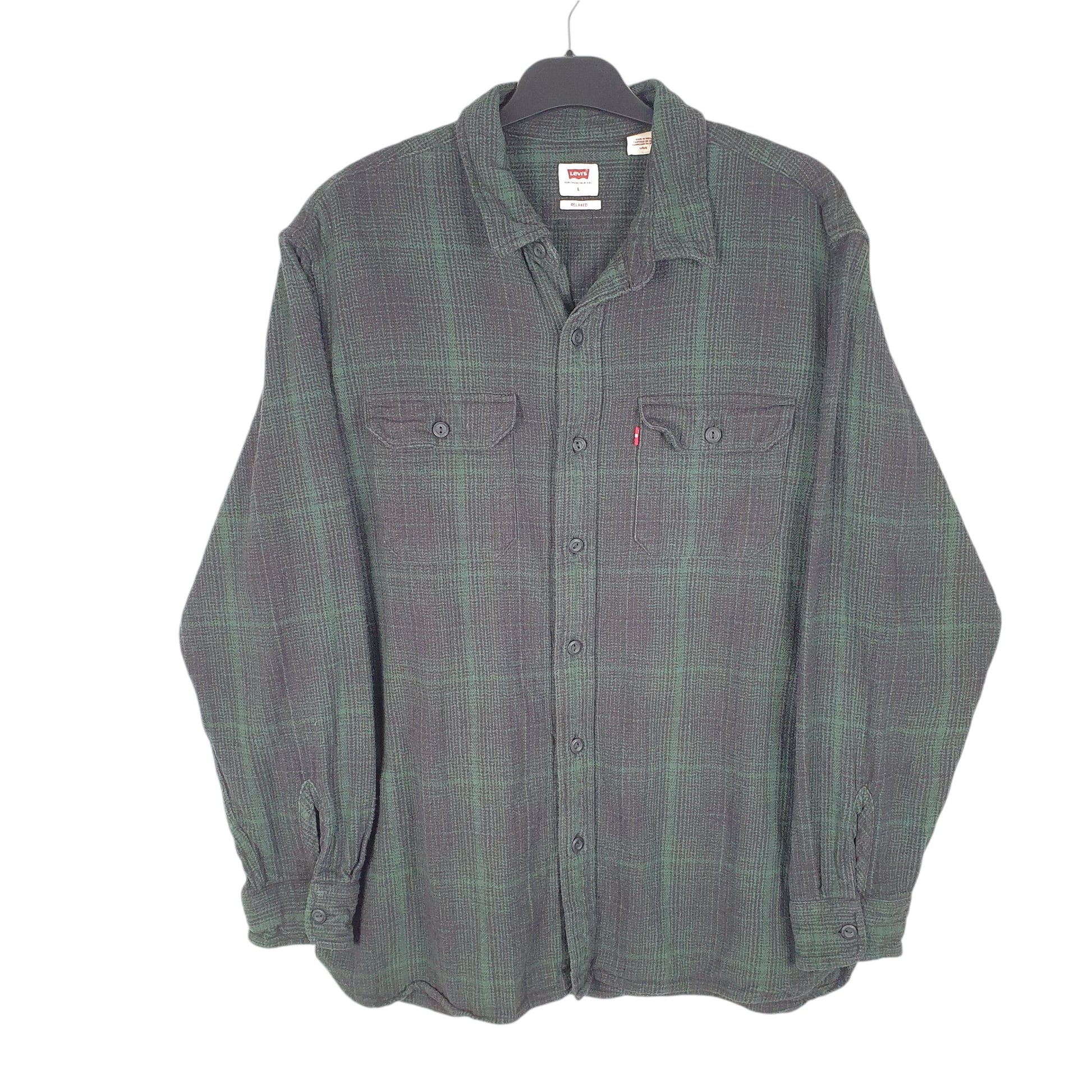 Mens Green Levis Flannel Overshirt Shacket Long Sleeve Shirt