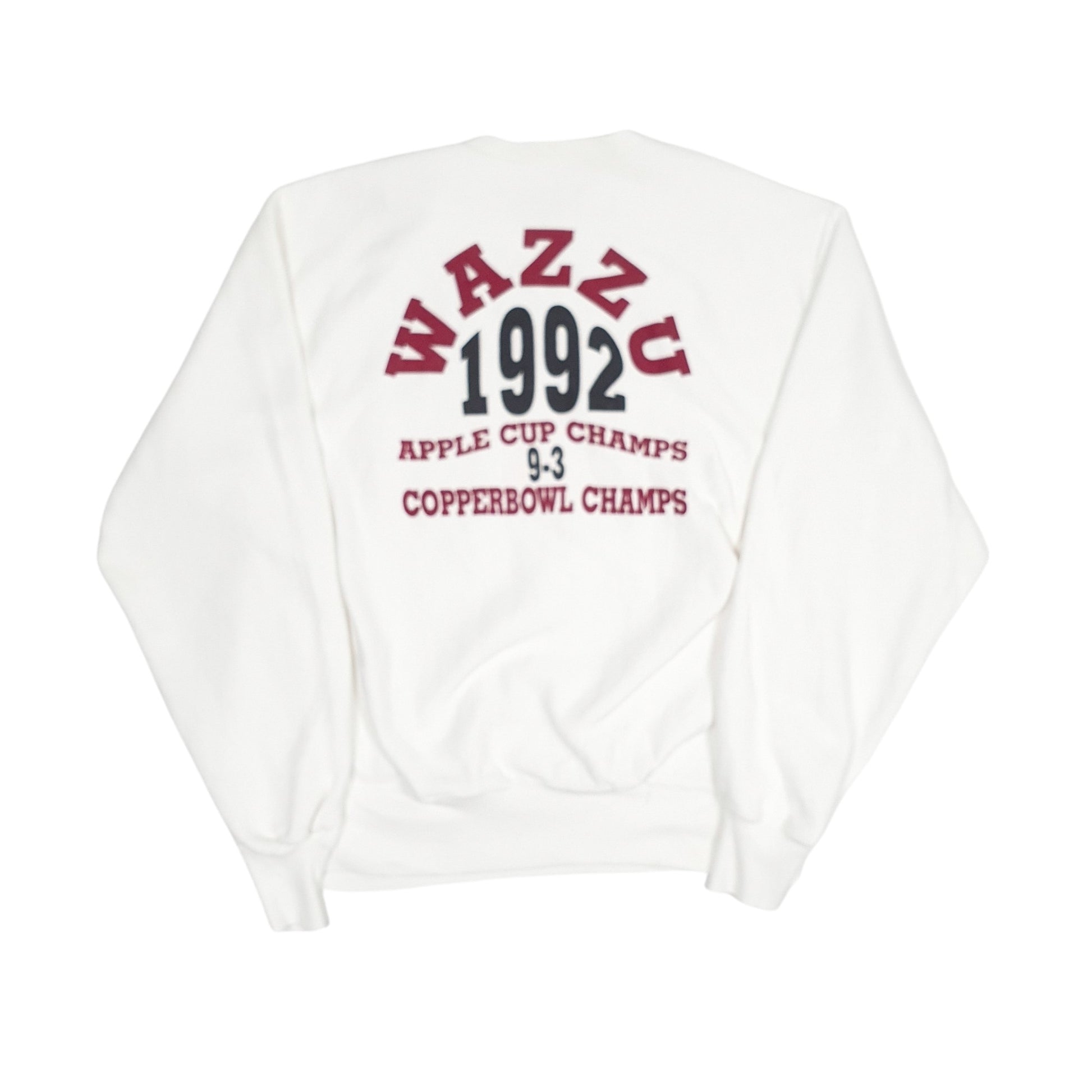 Mens White Lee Made In USA Wazzu 1992 Copperbowl Champs Crewneck Jumper