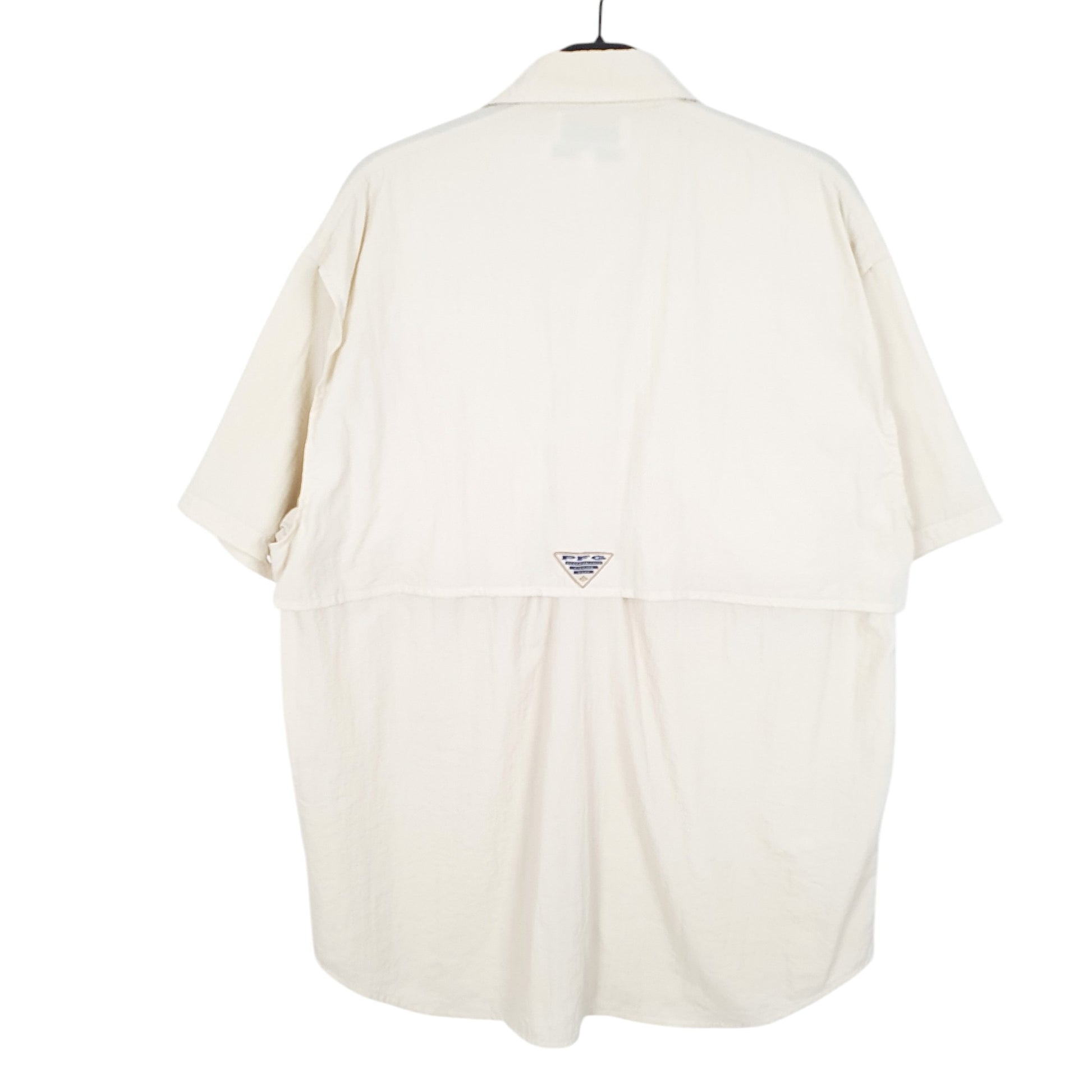 Mens Cream Columbia Sportswear PFG Performance Fishing Gear Short Sleeve Shirt